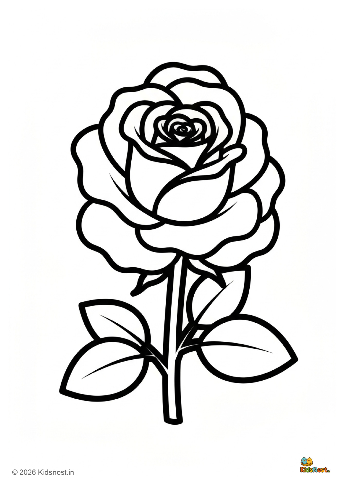 Free Printable Rose Coloring Page for Kids | Educational Art