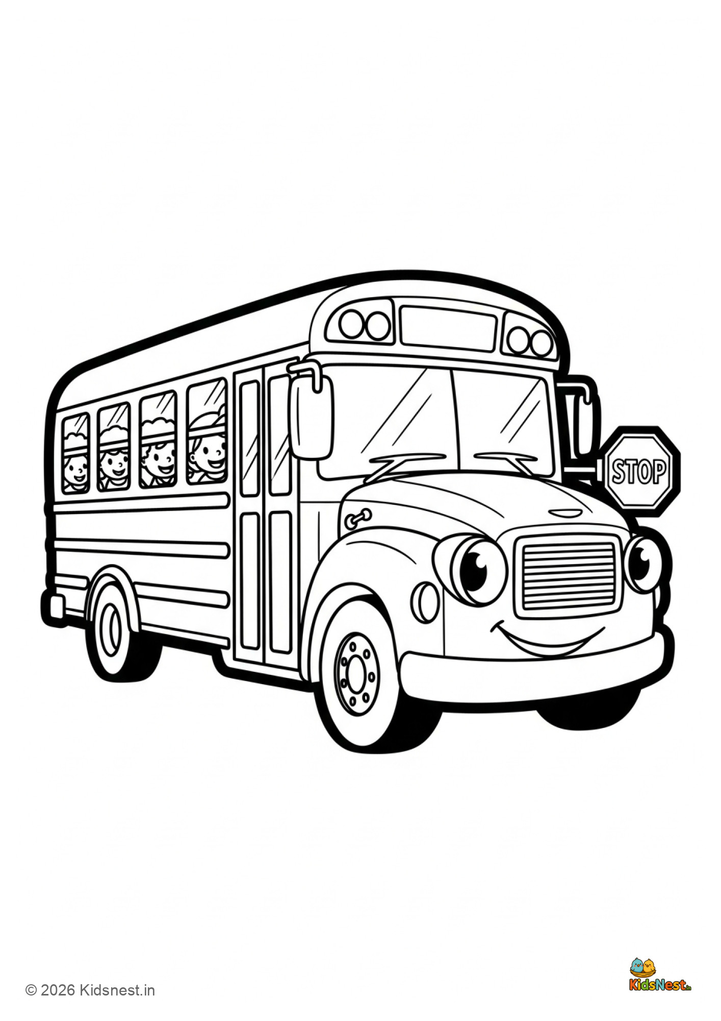 Free Printable School Bus Coloring Page for Kids