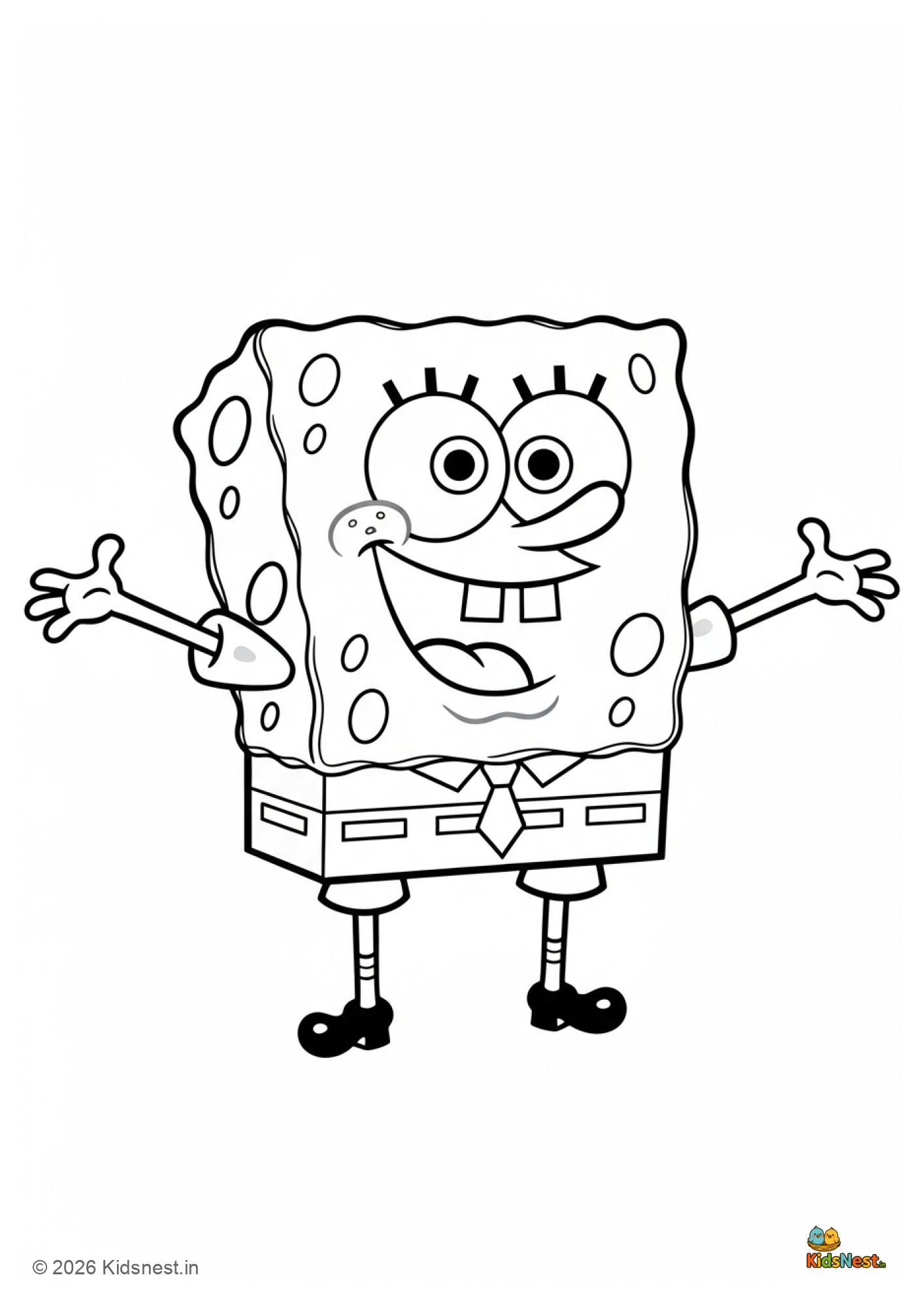 Free Printable SpongeBob SquarePants Coloring Page for Kids