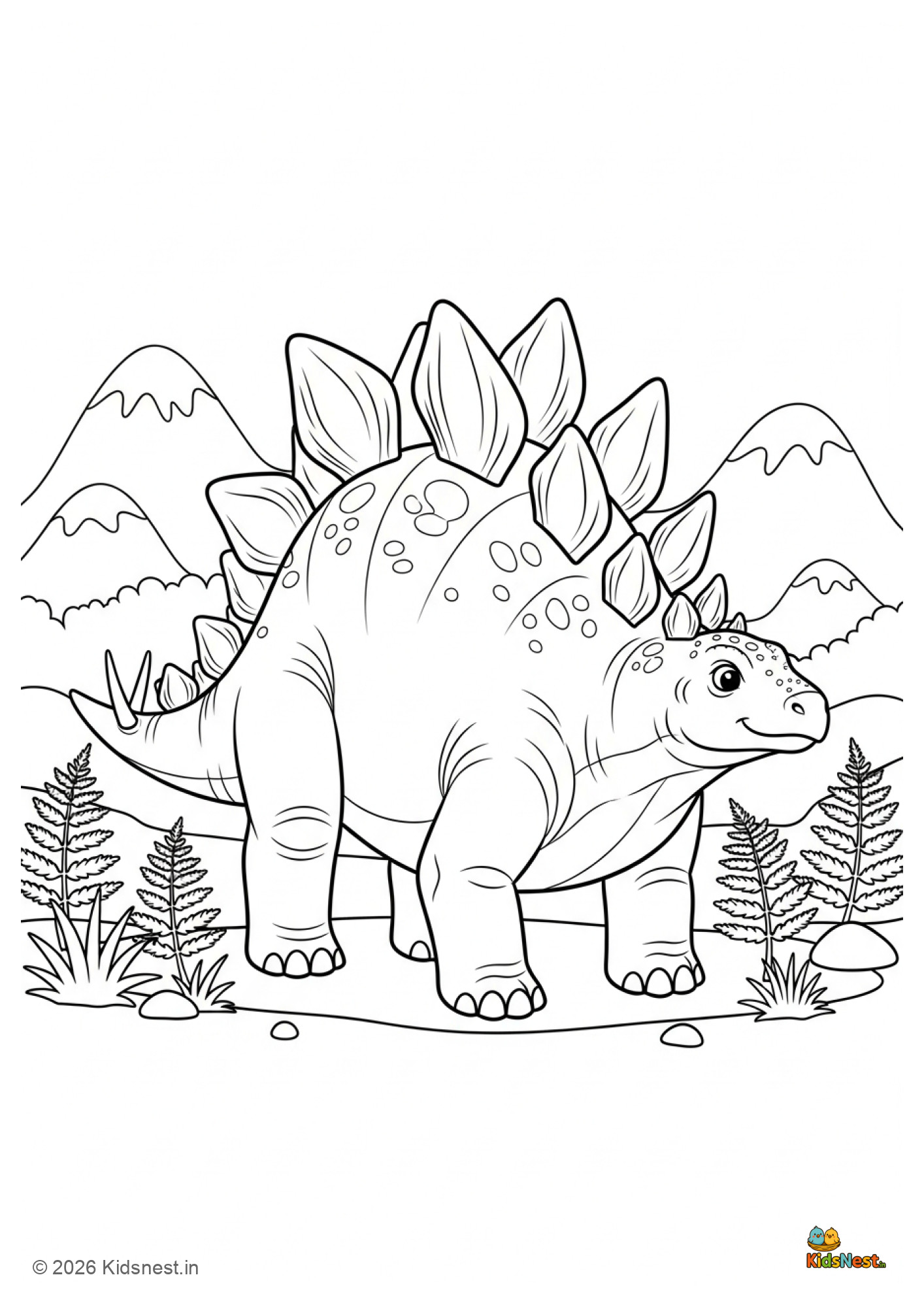 Free Printable Stegosaurus Coloring Page for Kids | Educational