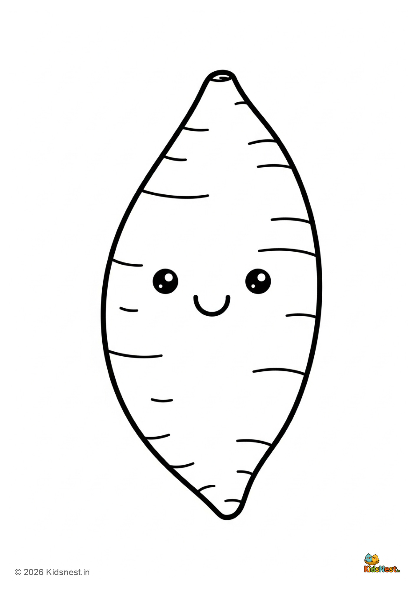 Free Printable Sweet Potato Coloring Page for Kids