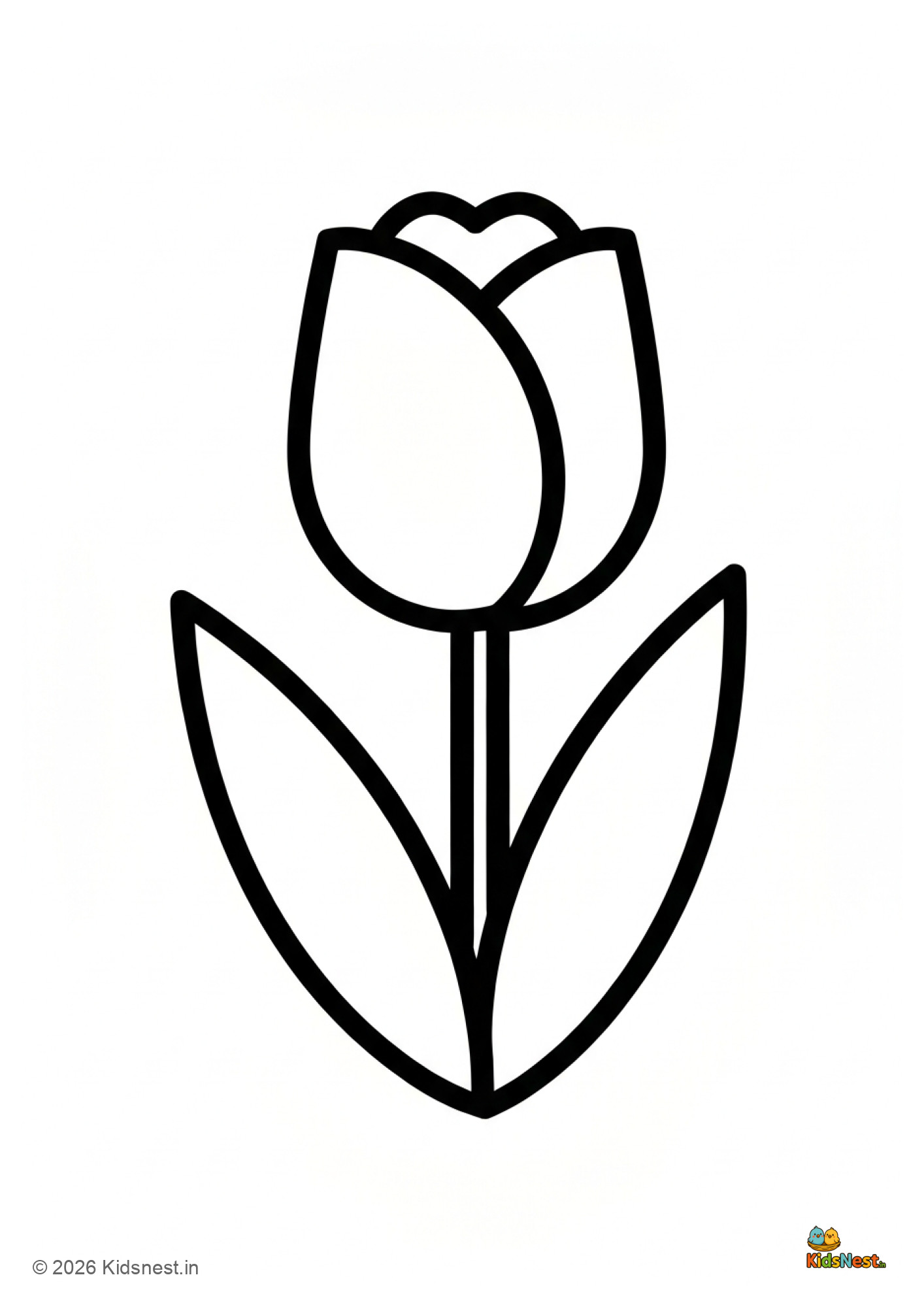 Free Printable Tulip Flower Coloring Page for Kids