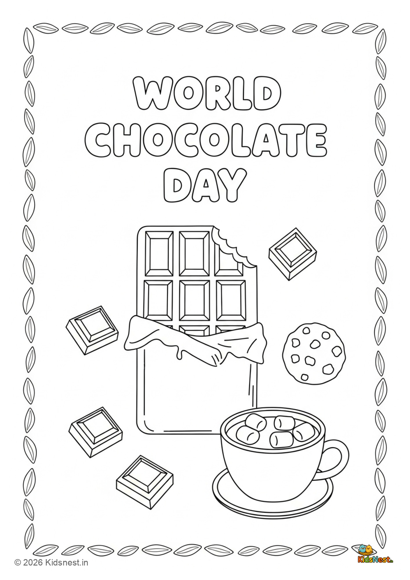 Free Printable World Chocolate Day Coloring Page for Kids