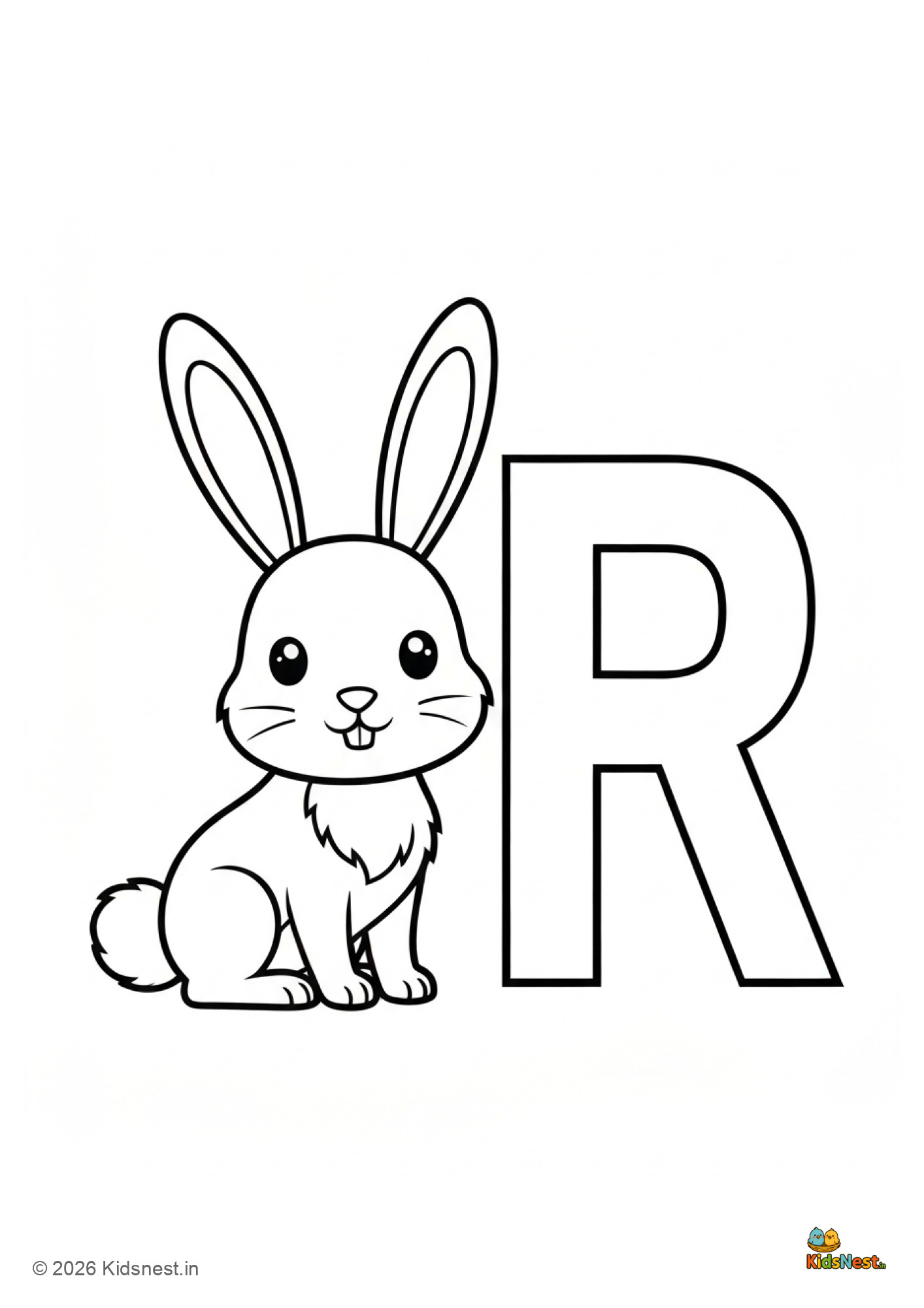 Free R for Rabbit Colouring Page | Printable Letter R Worksheet