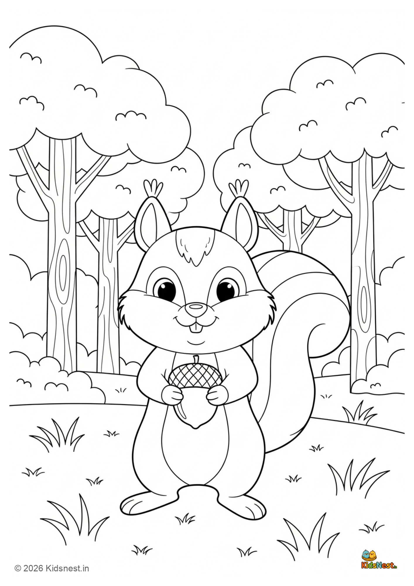Free Squirrel Colouring Page for Kids | Printable Activity