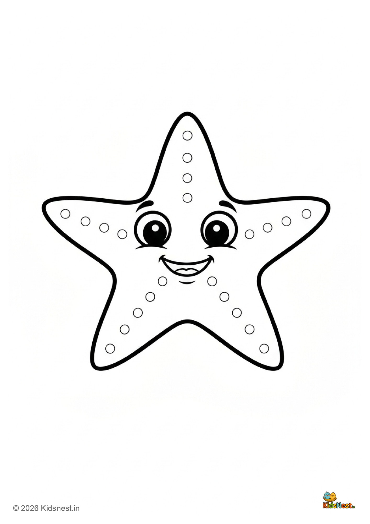 Free Starfish Coloring Page for Kids | Printable Activity