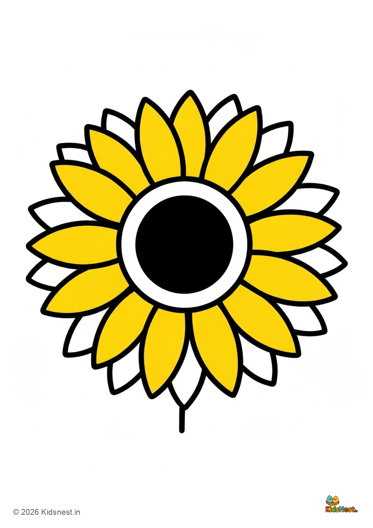 Free Sunflower Coloring Page for Kids | Printable Activity