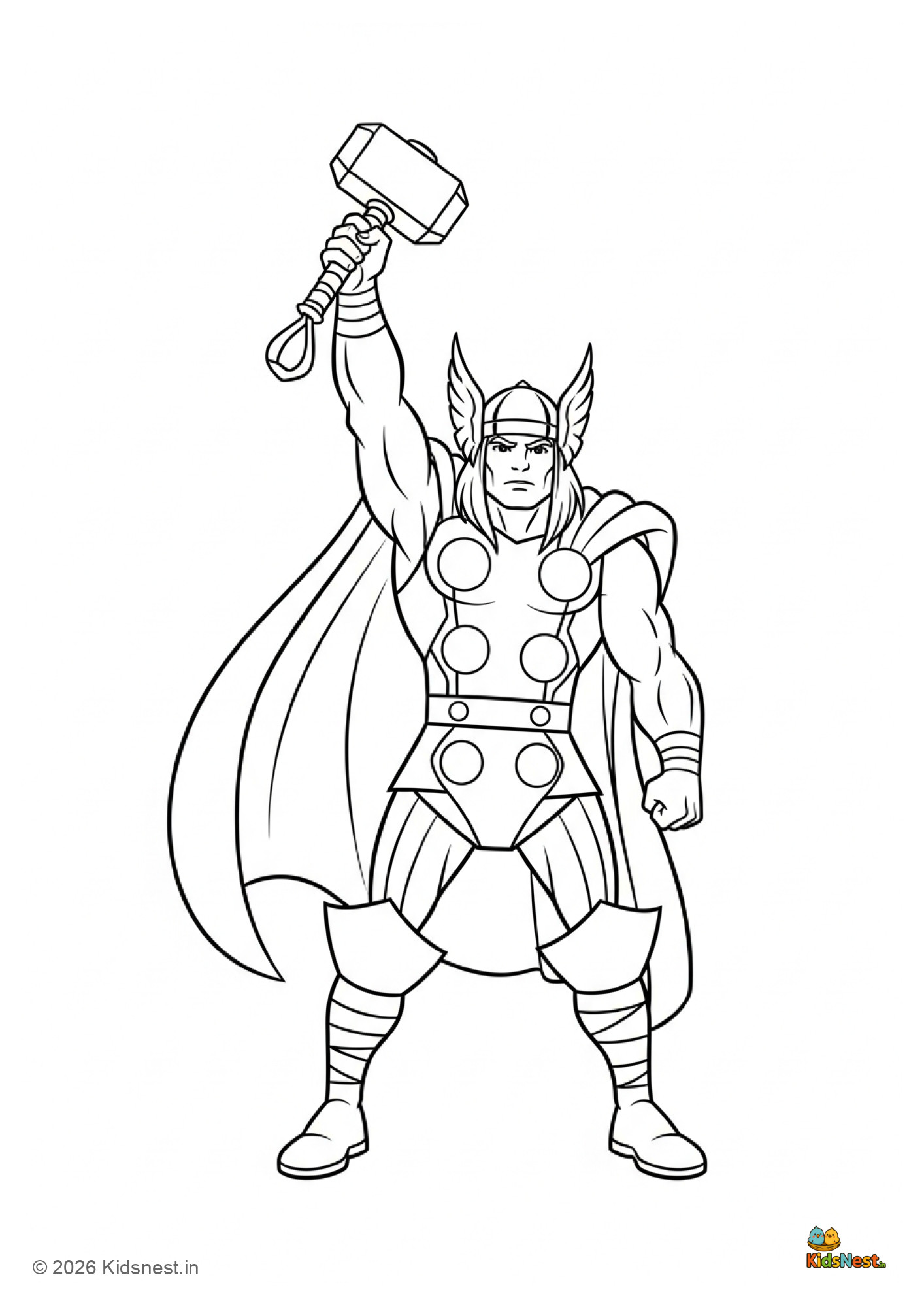Free Thor Colouring Page for Kids | Printable Superhero Activity