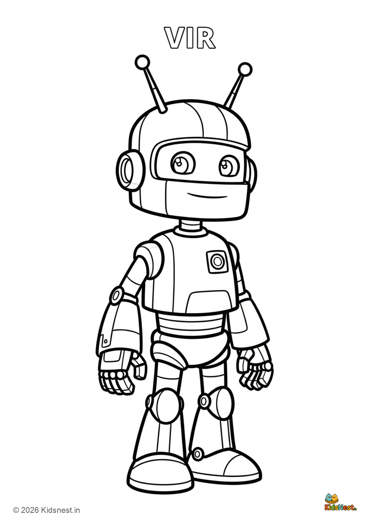 Free Vir the Robot Boy Coloring Page | Printable for Kids