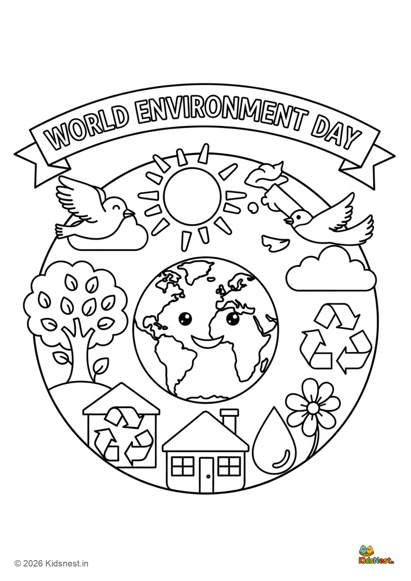 Free World Environment Day Coloring Page for Kids | Printable