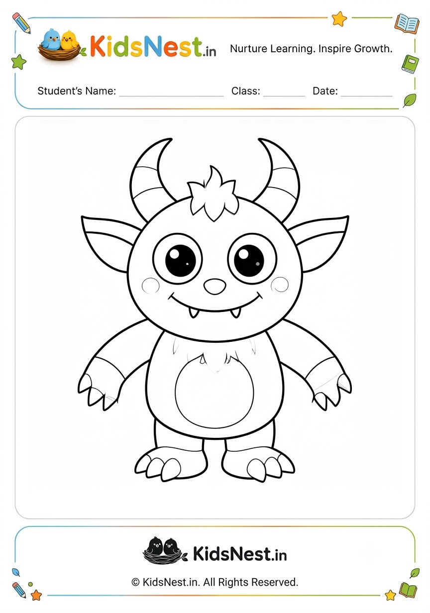 Friendly Monster Coloring Worksheet