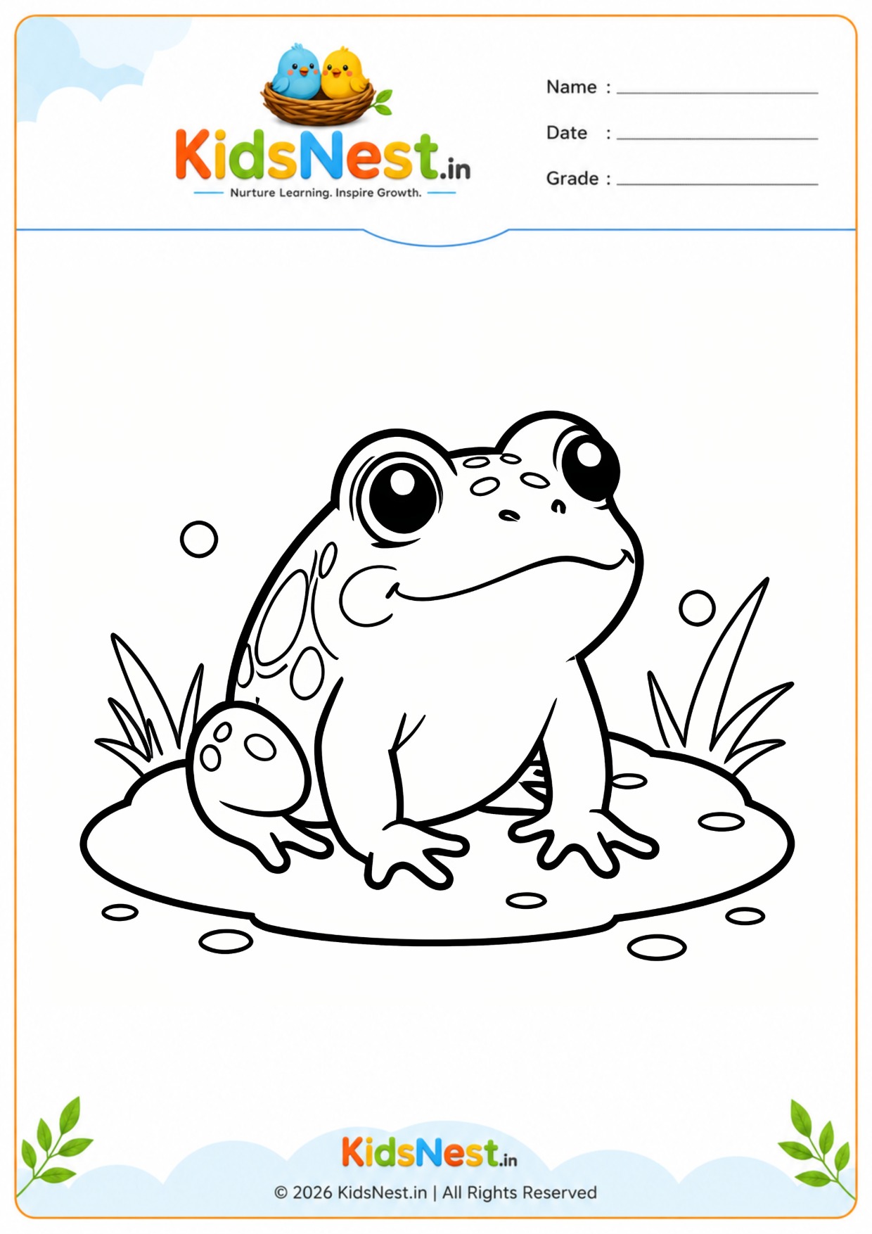 Frog Coloring Worksheet for Kids | Free Printable Activity