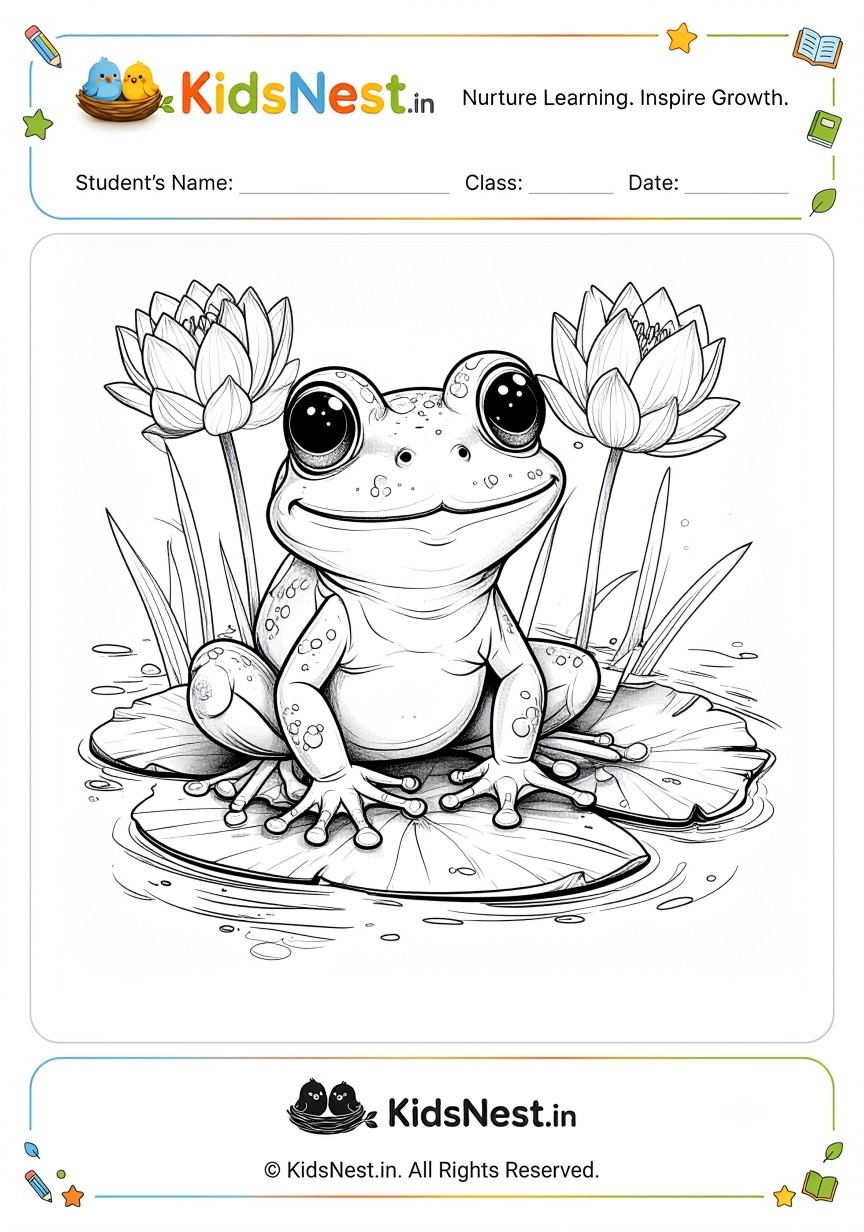 Free Frog Coloring Worksheet for Kids | Printable PDF