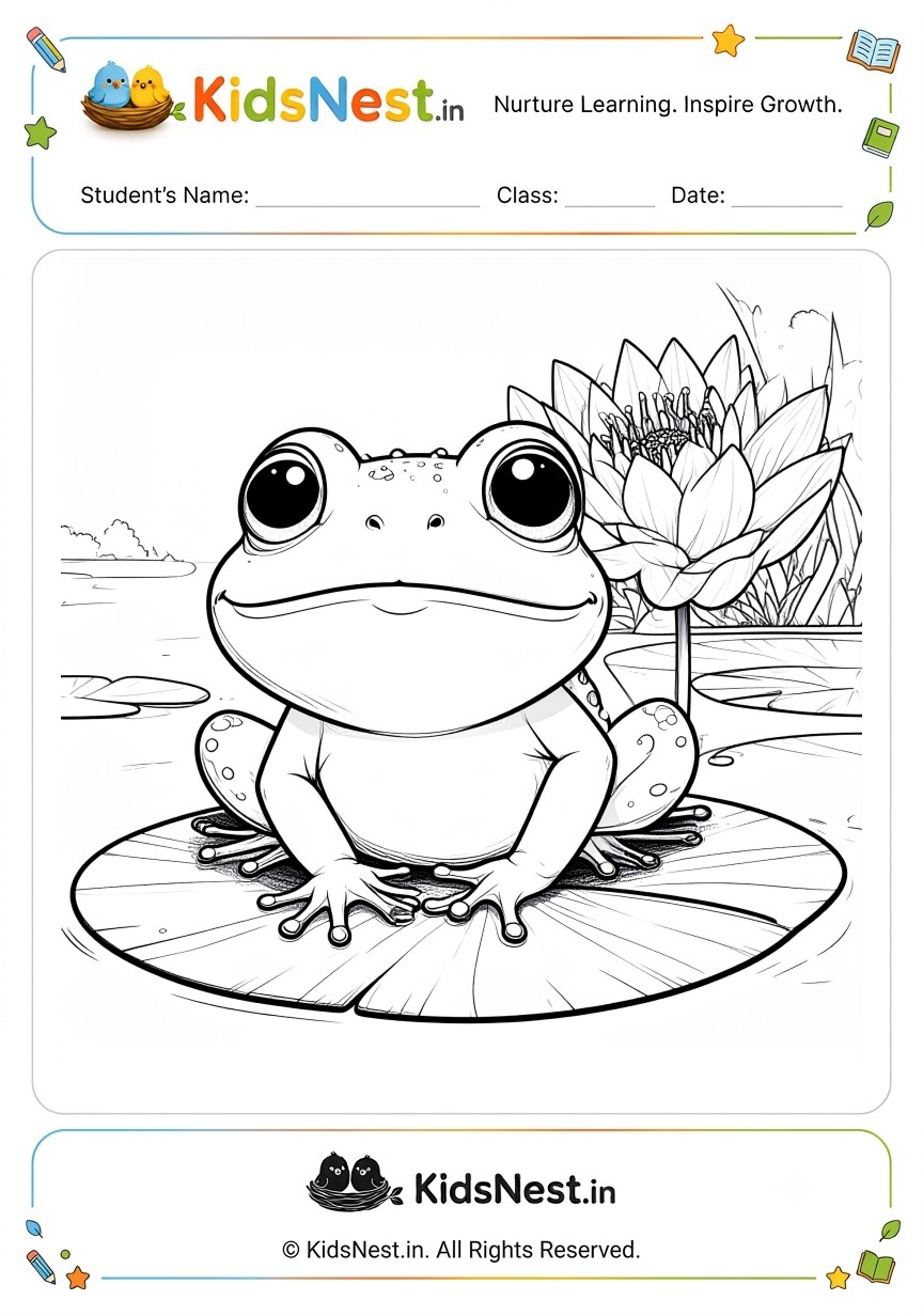 Frog on Lily Pad Coloring Worksheet