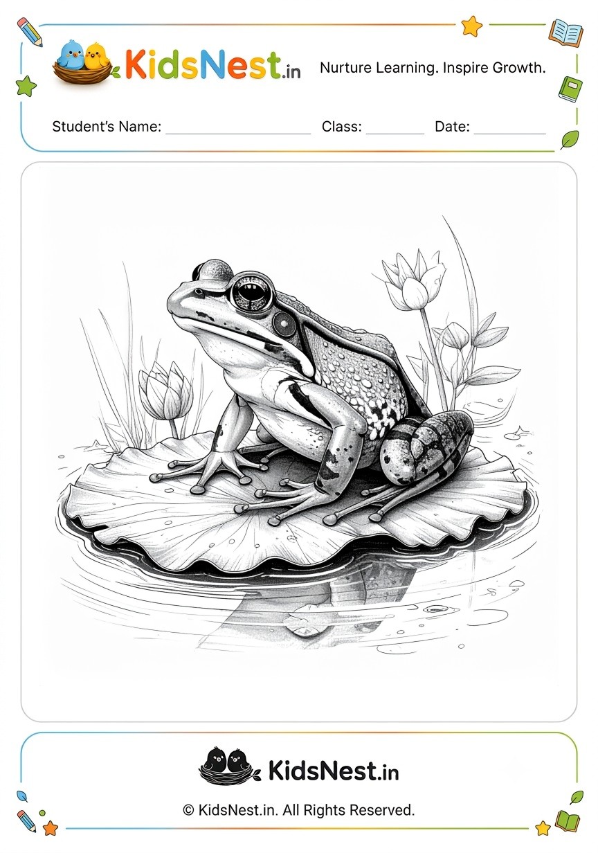 Frog on Lily Pad Coloring Worksheet
