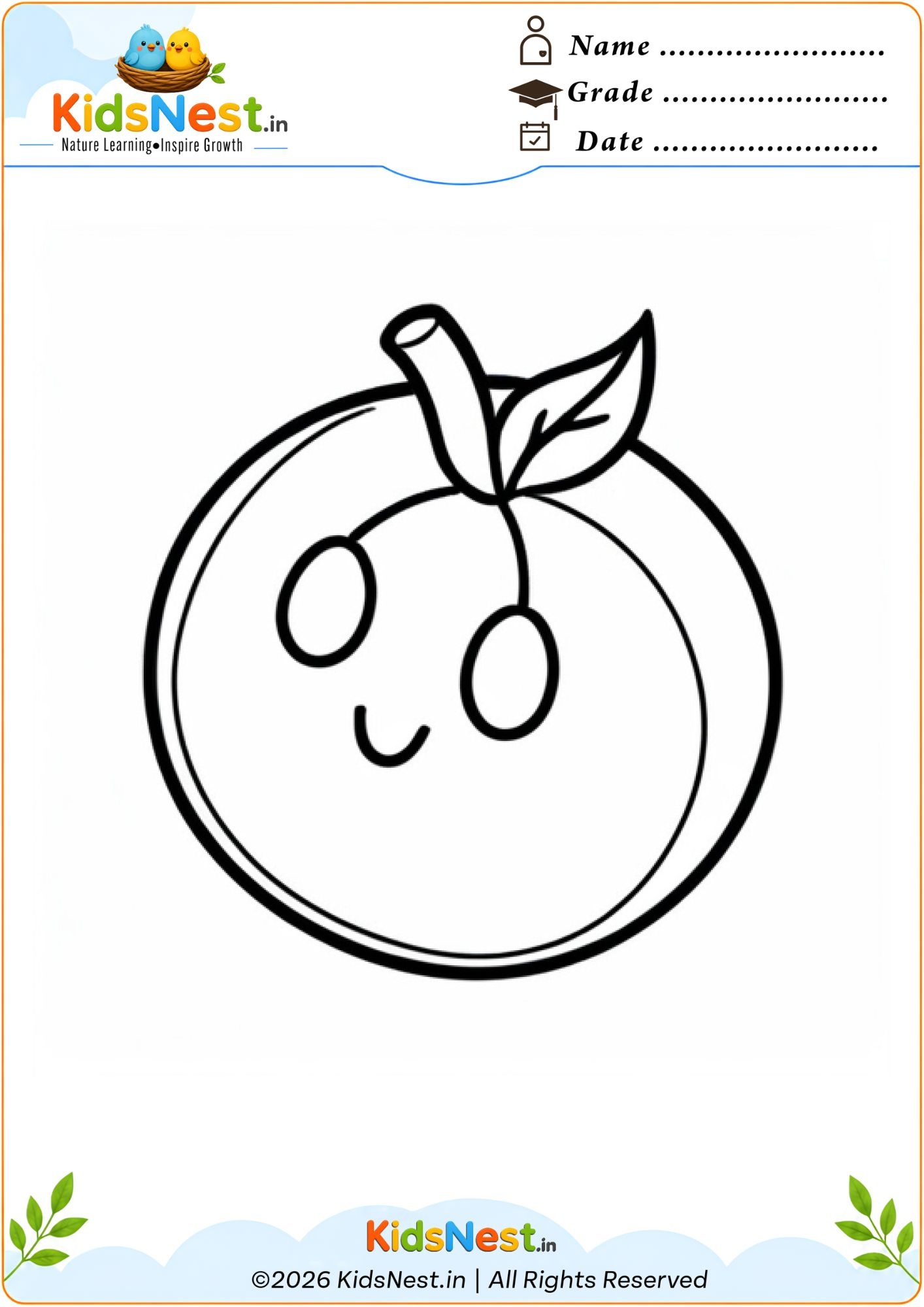 Cute Orange Coloring Page for Kids | Free Printable Worksheet