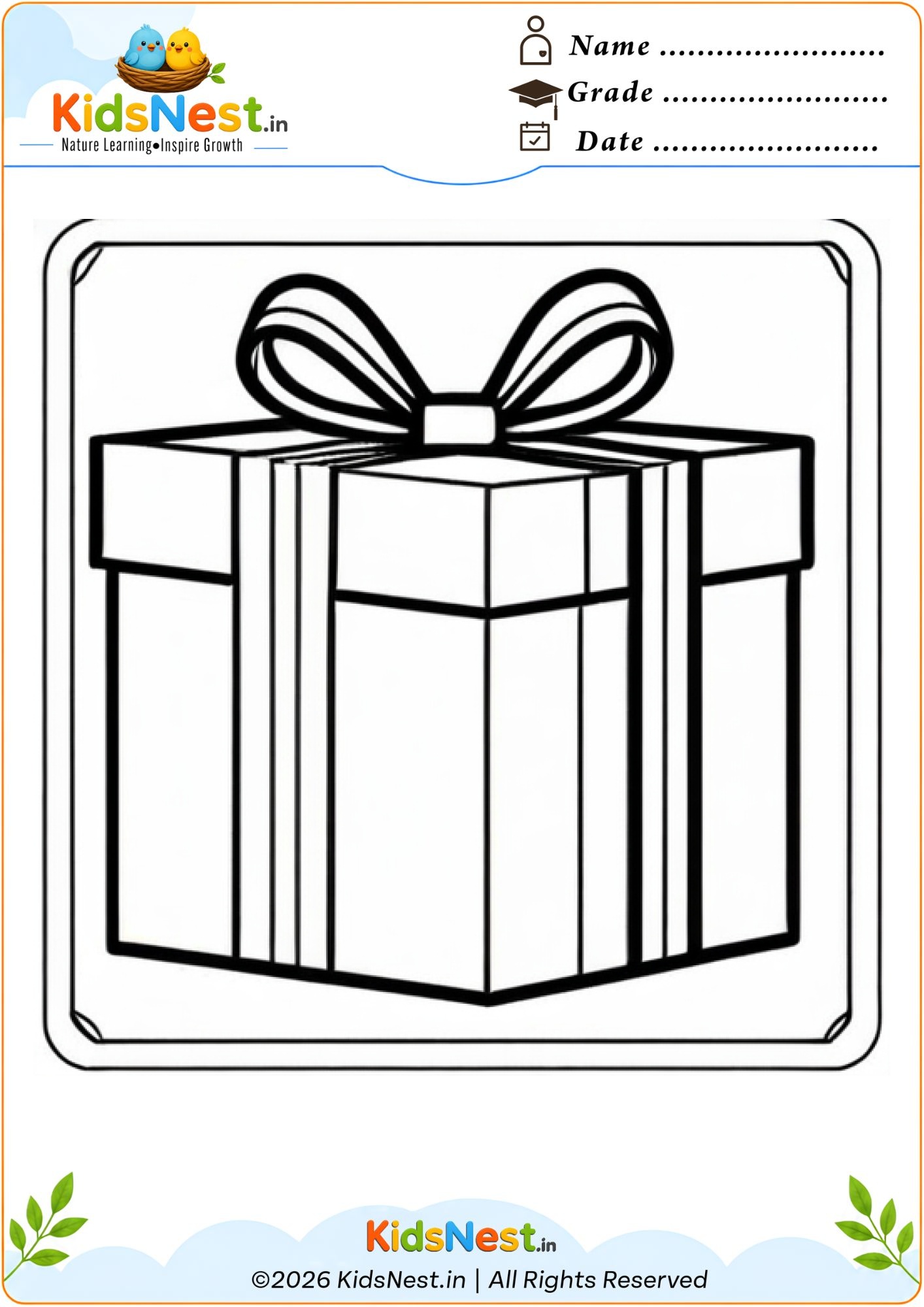 Gift Box Coloring Worksheet for Kids | Free Printable PDF