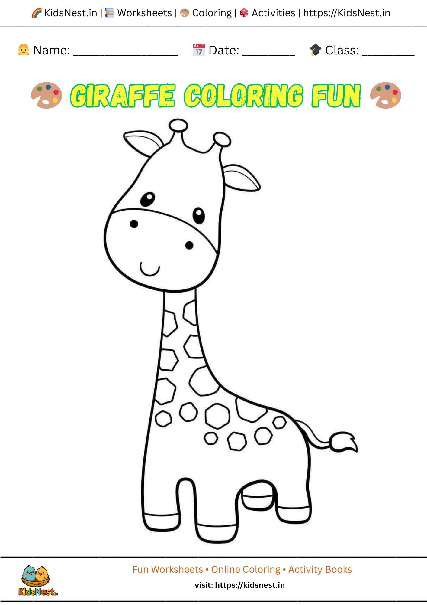 Giraffe Coloring Page | Free Printable for Kids & Toddlers