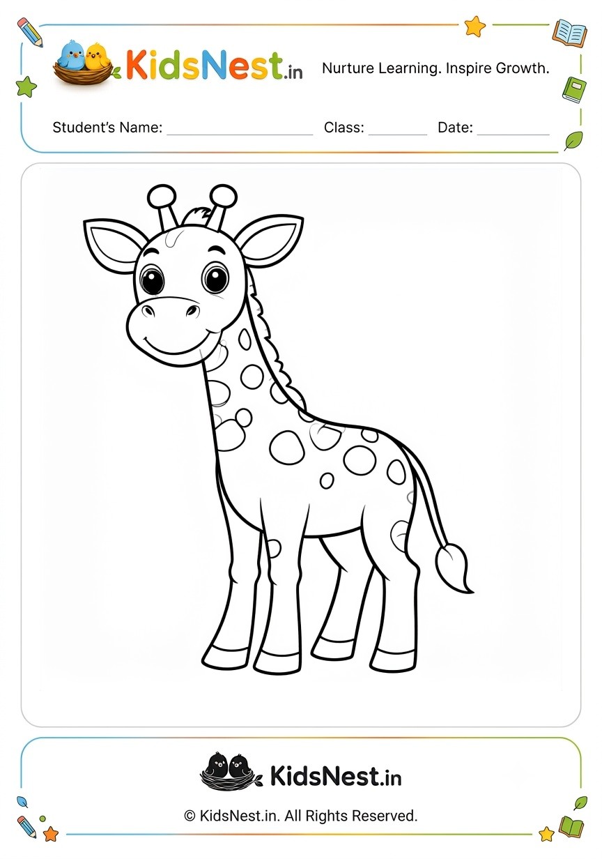 Free Giraffe Coloring Worksheet for Kids | Print & Color