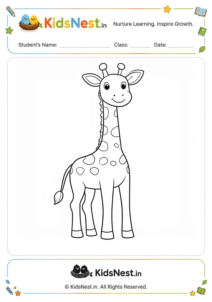 Free Giraffe Coloring Worksheet for Kids | Printable PDF