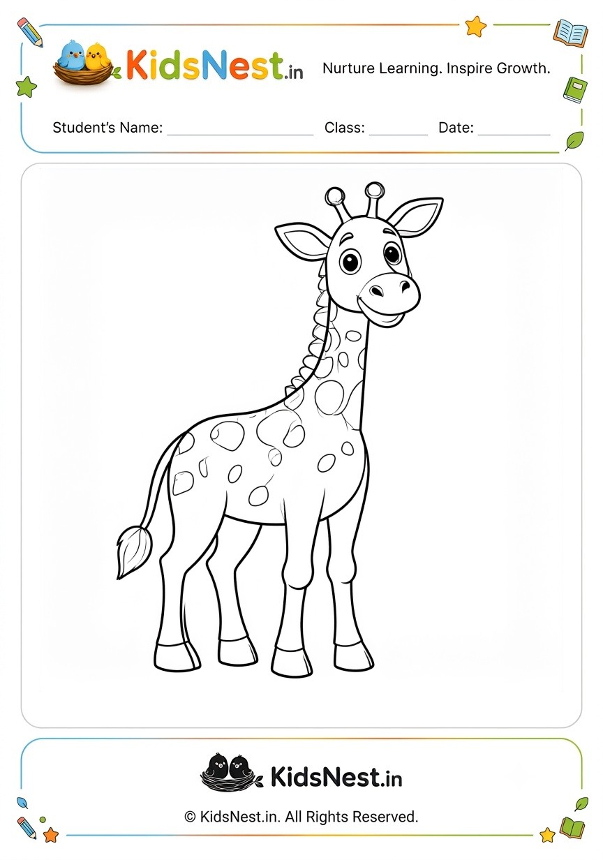 Free Giraffe Coloring Worksheet for Kids | Printable PDF