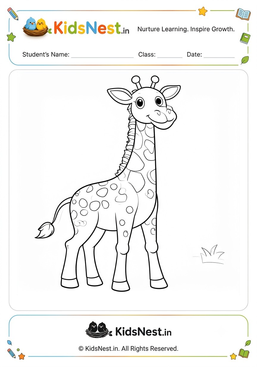 Free Giraffe Coloring Worksheet for Kids | Printable PDF