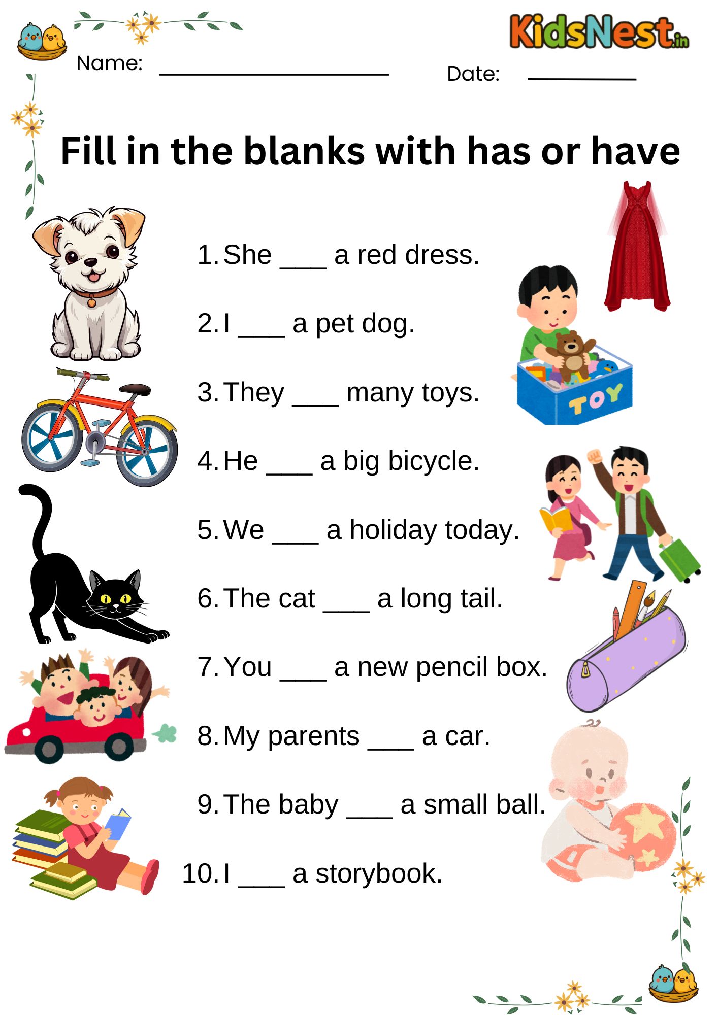 1st Grade 'Has' or 'Have' Worksheet - Printable Grammar Activity
