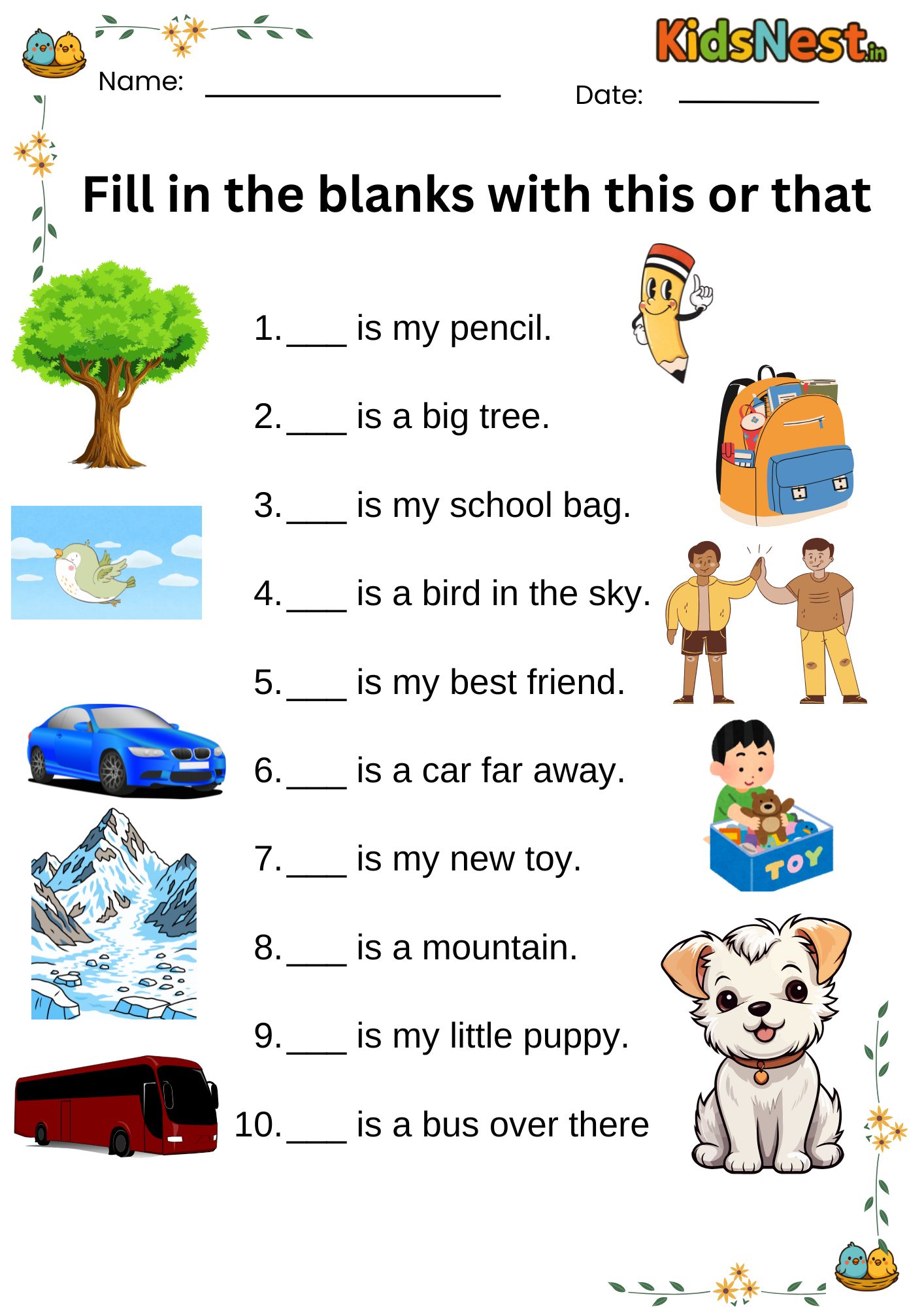 Grade 1 This or That Worksheet | Printable Kids Activity