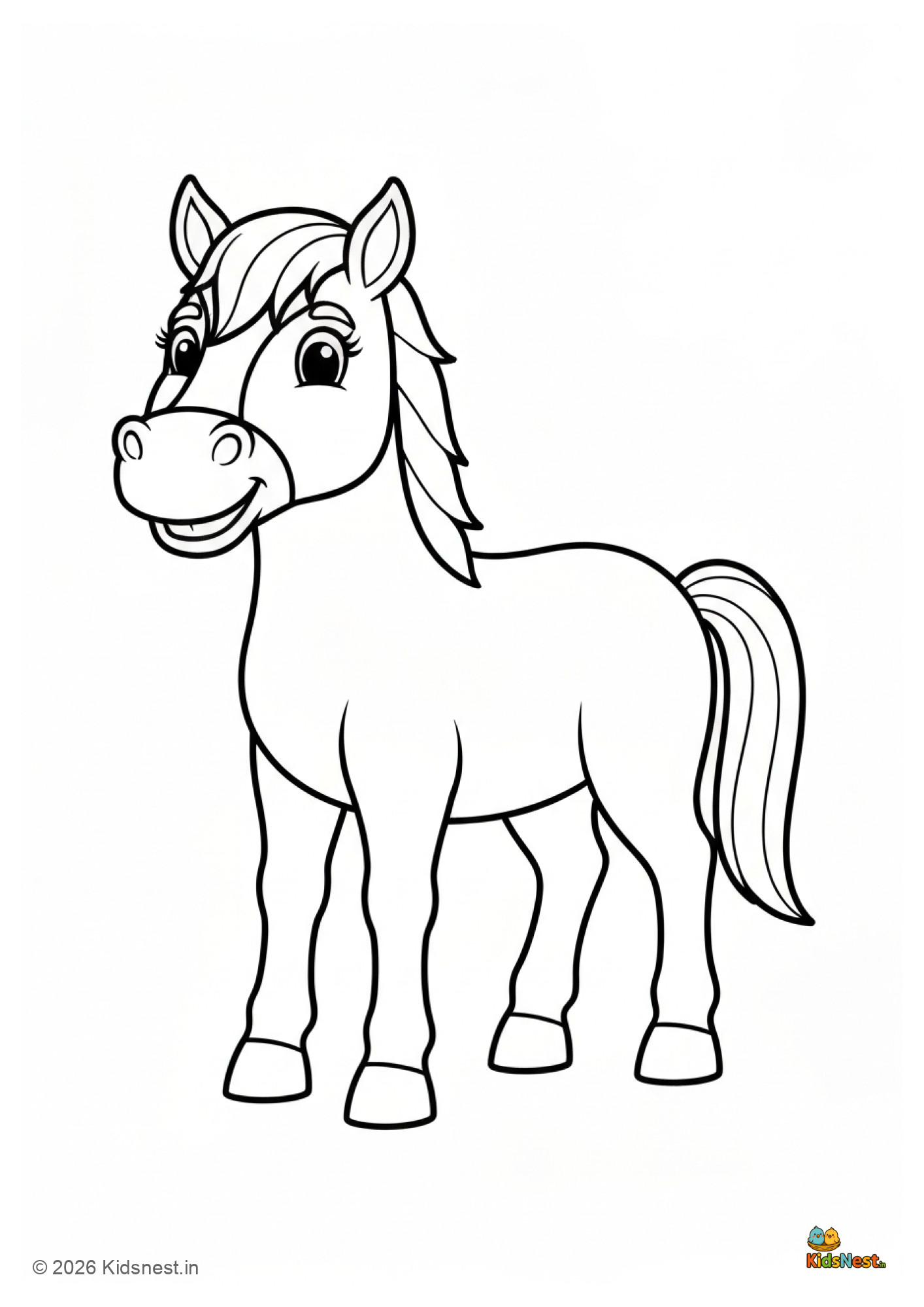 H for Horse Coloring Page | Free Printable Worksheet for Kids