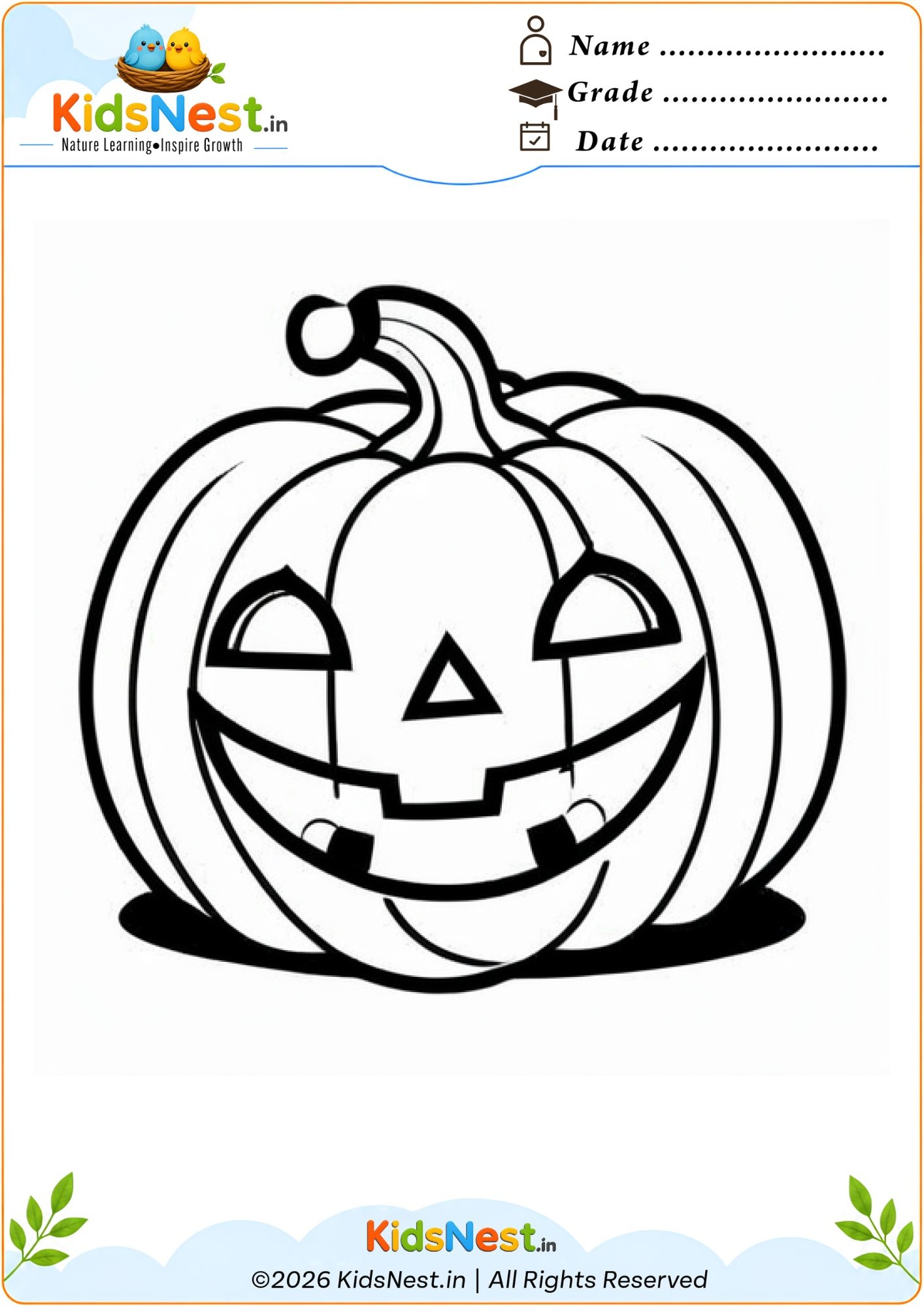 Free Halloween Pumpkin Coloring Worksheet for Kids | Printable