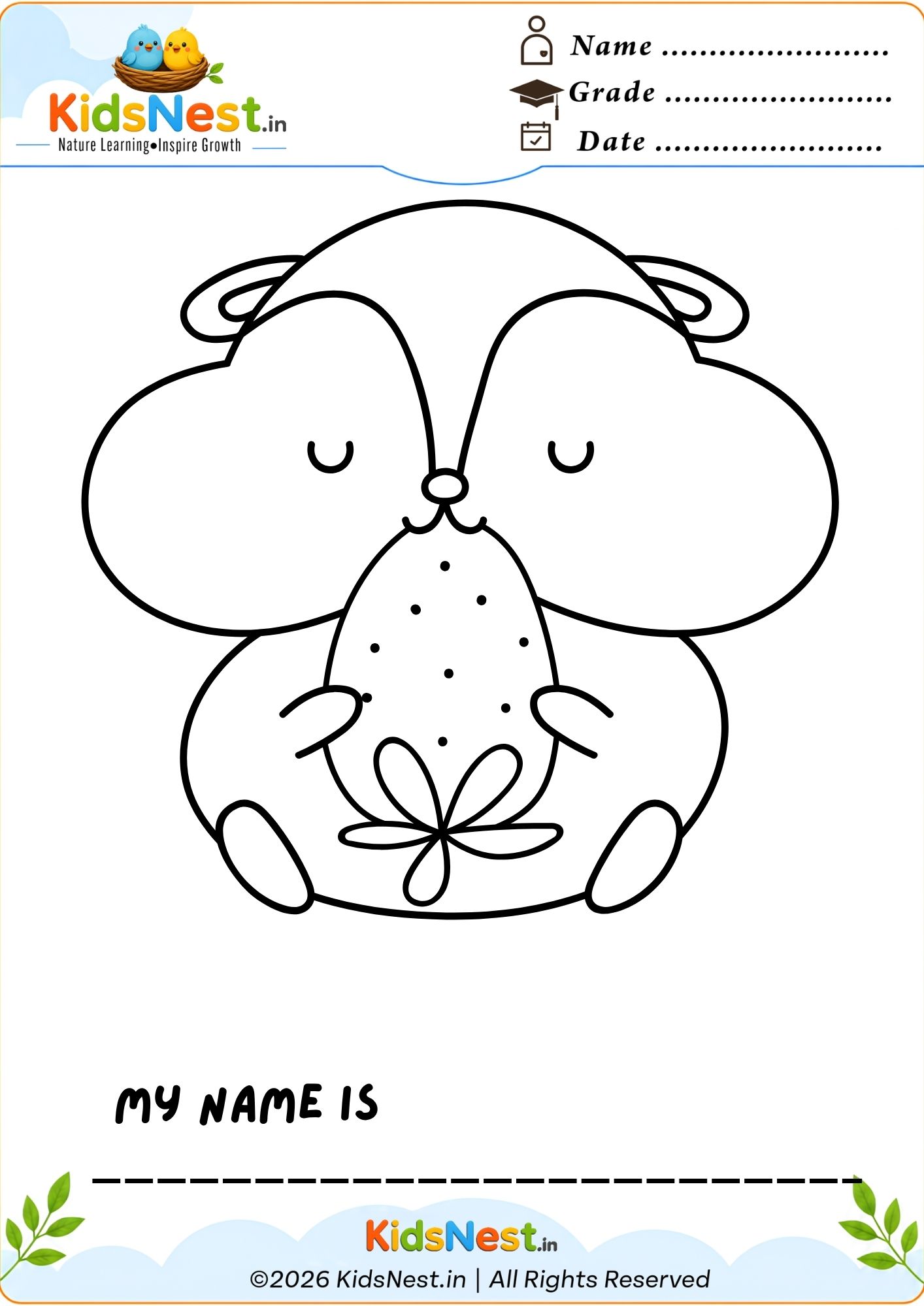 Free Printable Hamster Coloring Worksheet for Kids