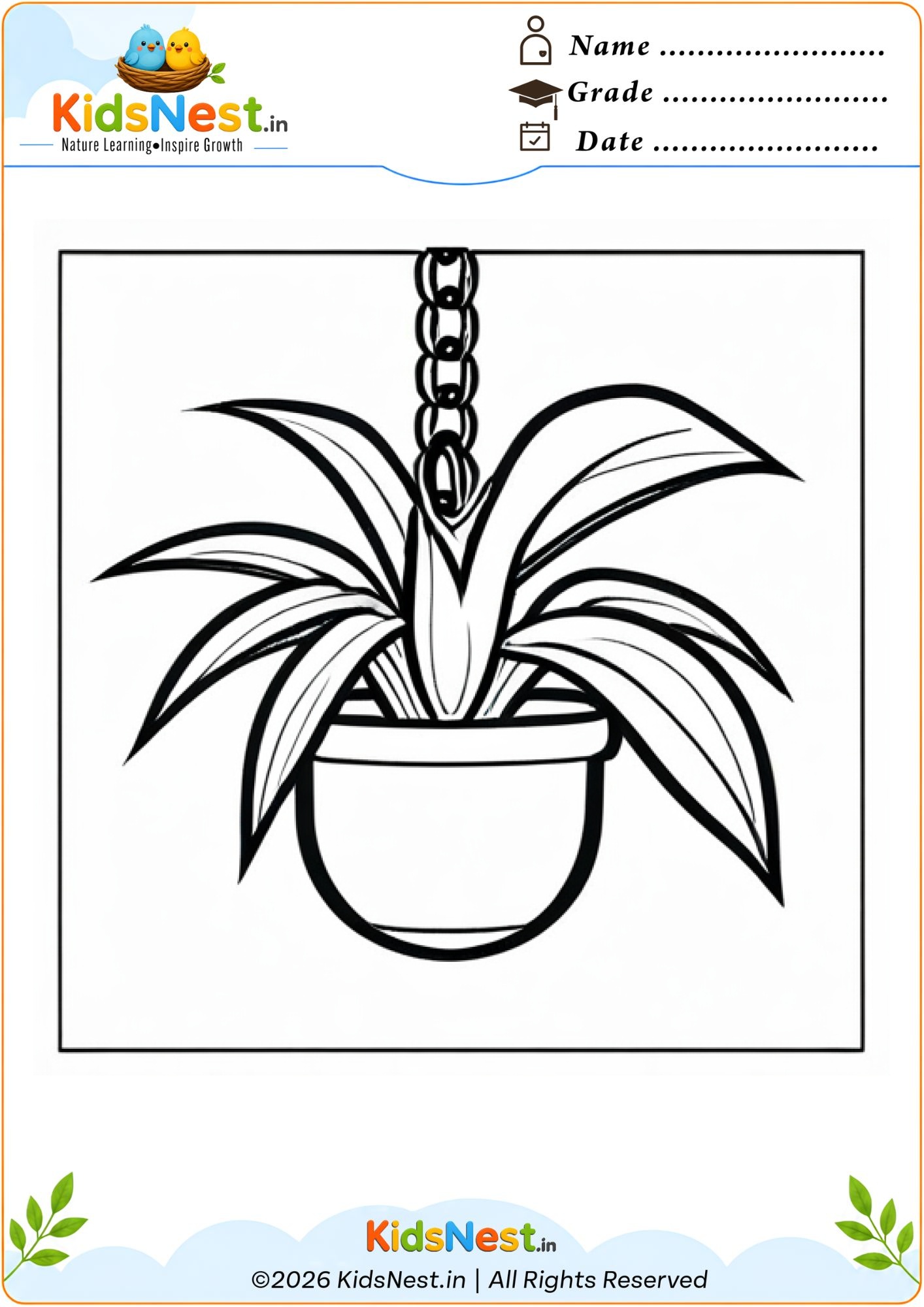 Free Printable Hanging Plant Pot Coloring Page for Kids