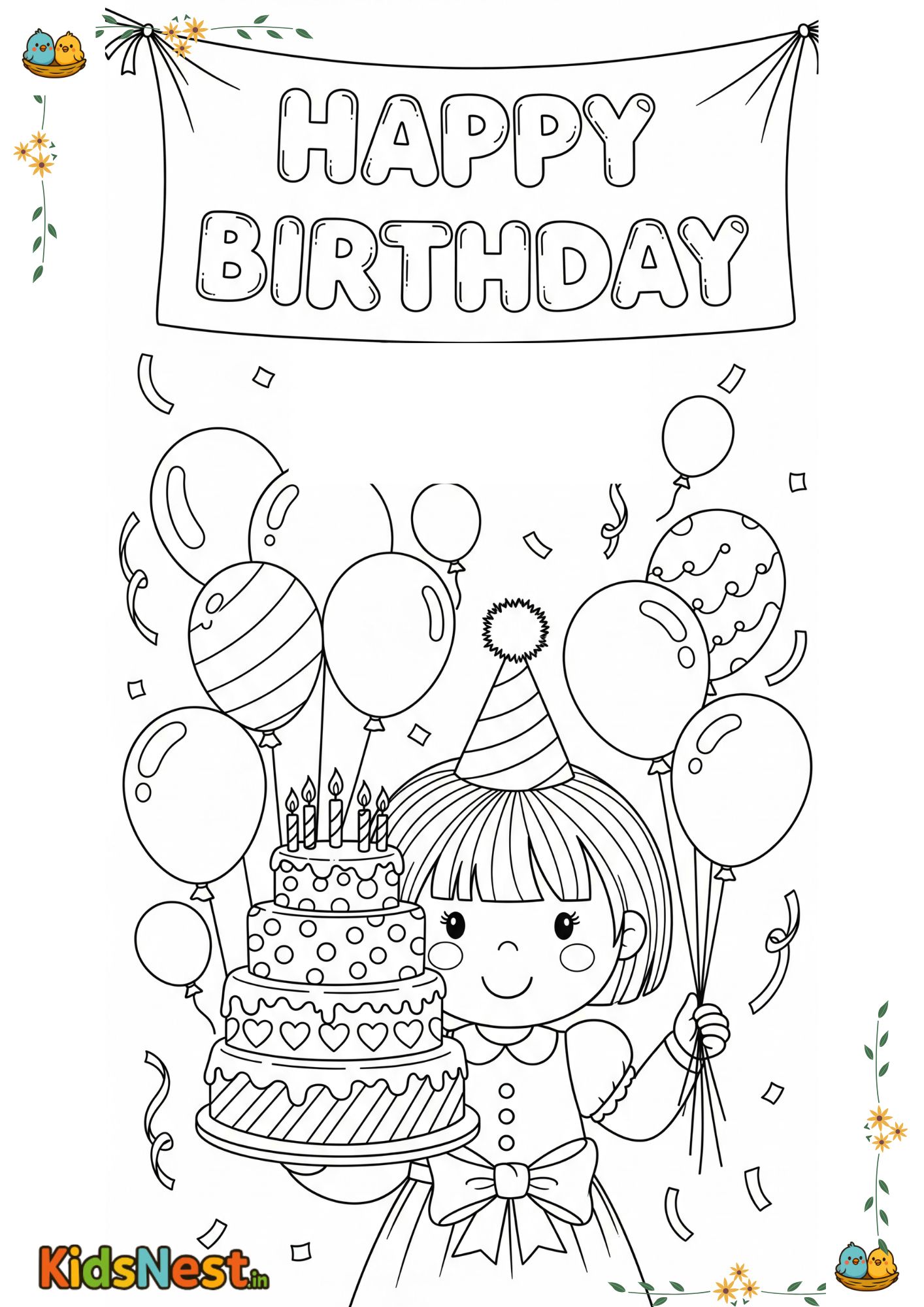 Happy Birthday Coloring Page for Kids | Free Printable Fun