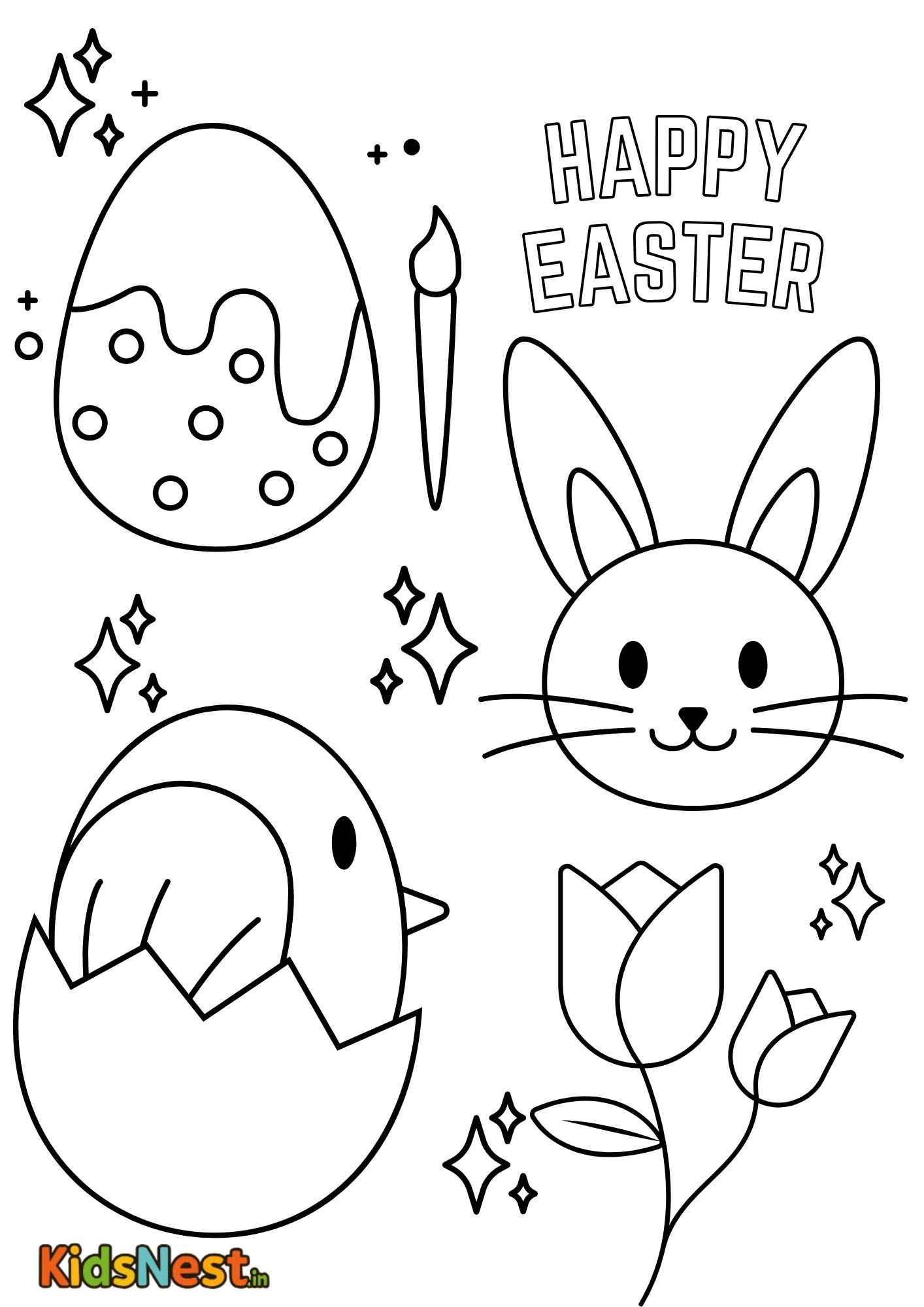 Happy Easter Colouring Page for Kids | Free Printable Activity