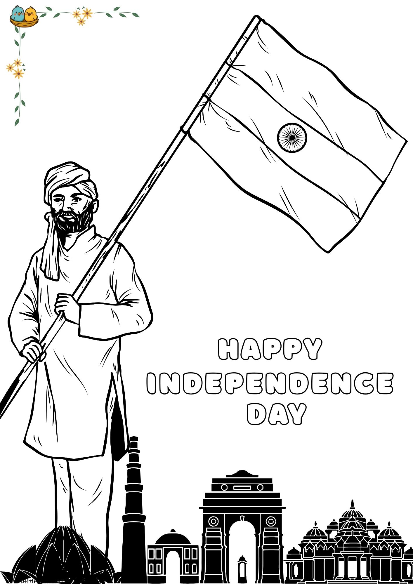 Free Happy Independence Day Coloring Page for Kids | Printable