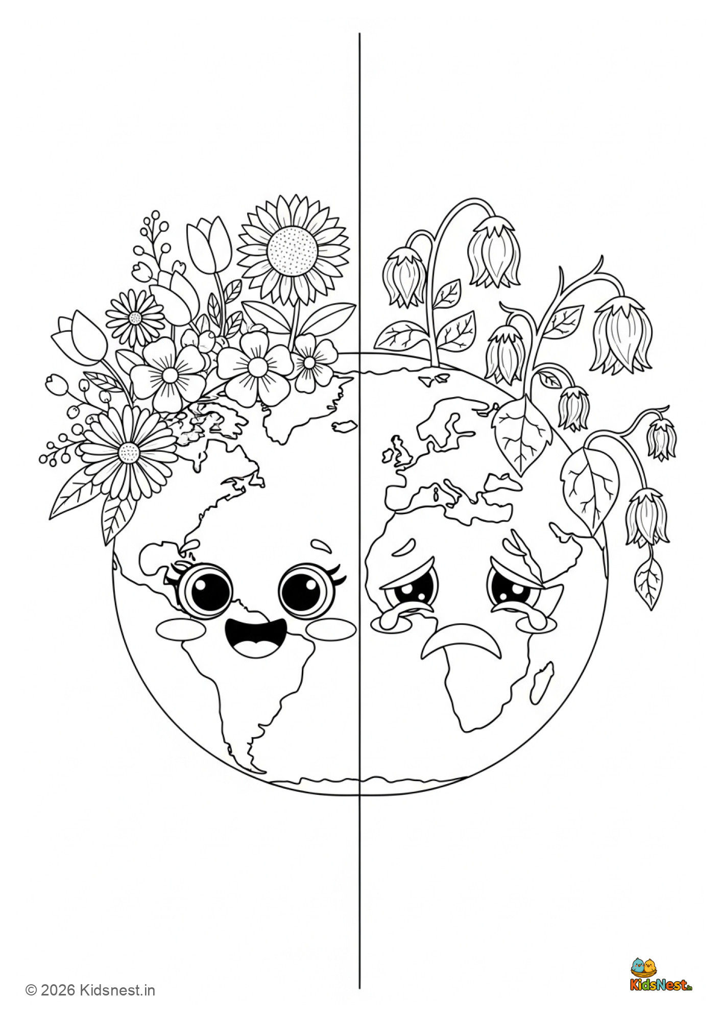 Happy vs. Sad Earth Worksheet | Kids Environment Activity