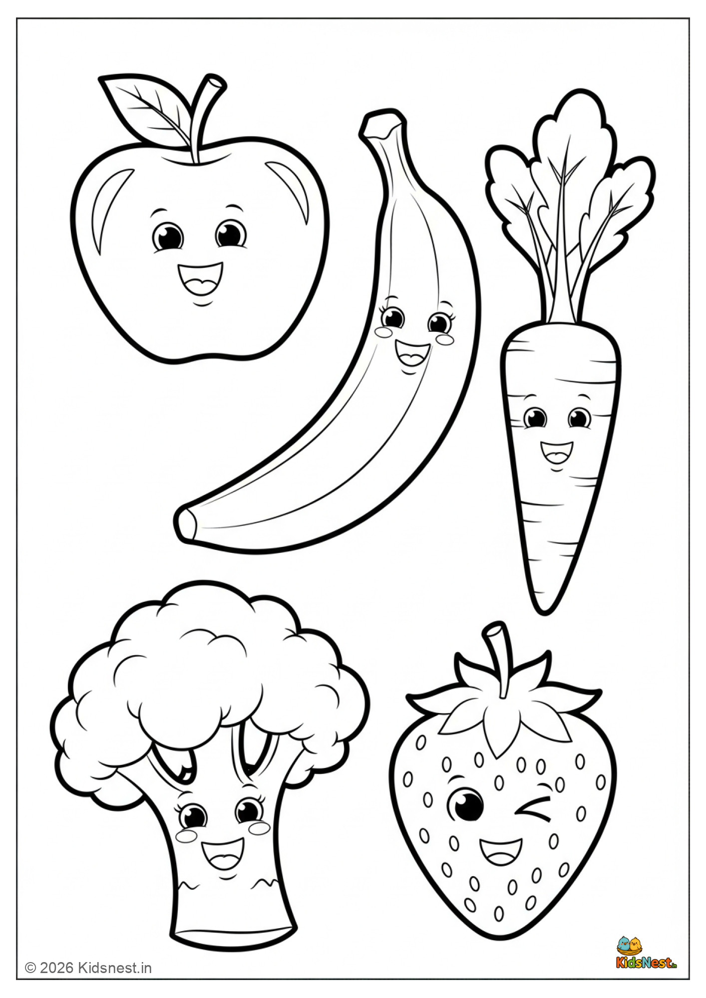 Healthy Food Coloring Page | Free Printable for Kids