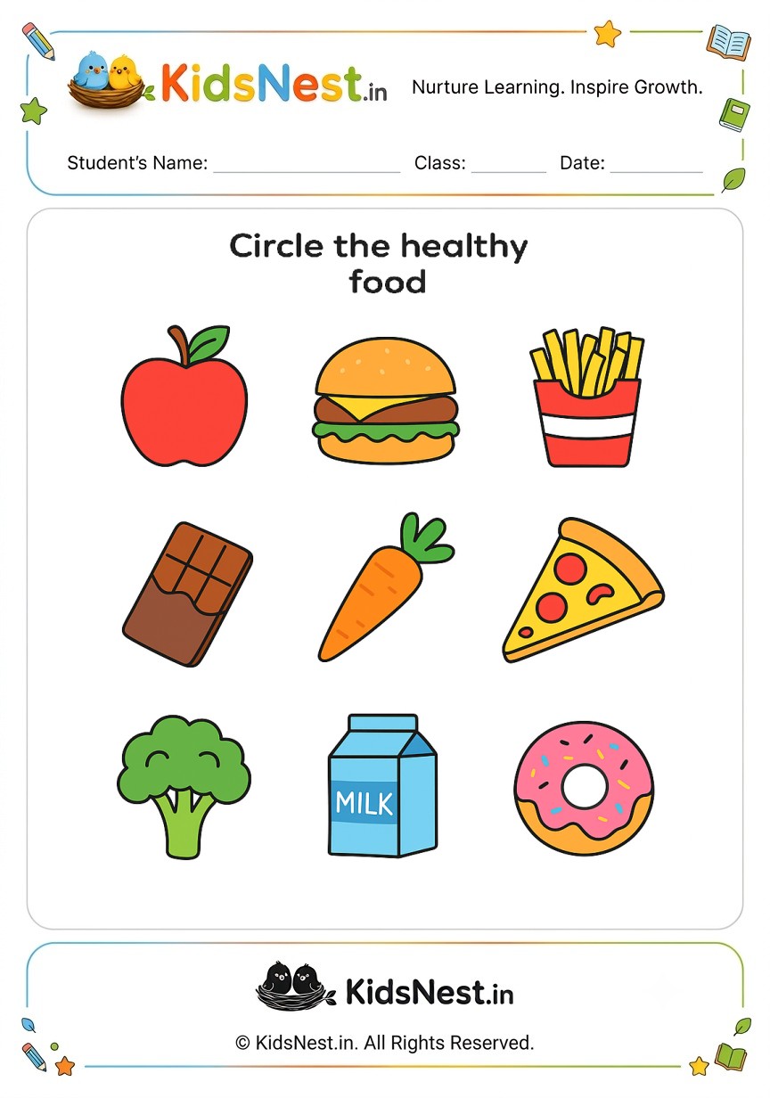 Healthy vs Unhealthy Food Worksheets for Kids | Printable