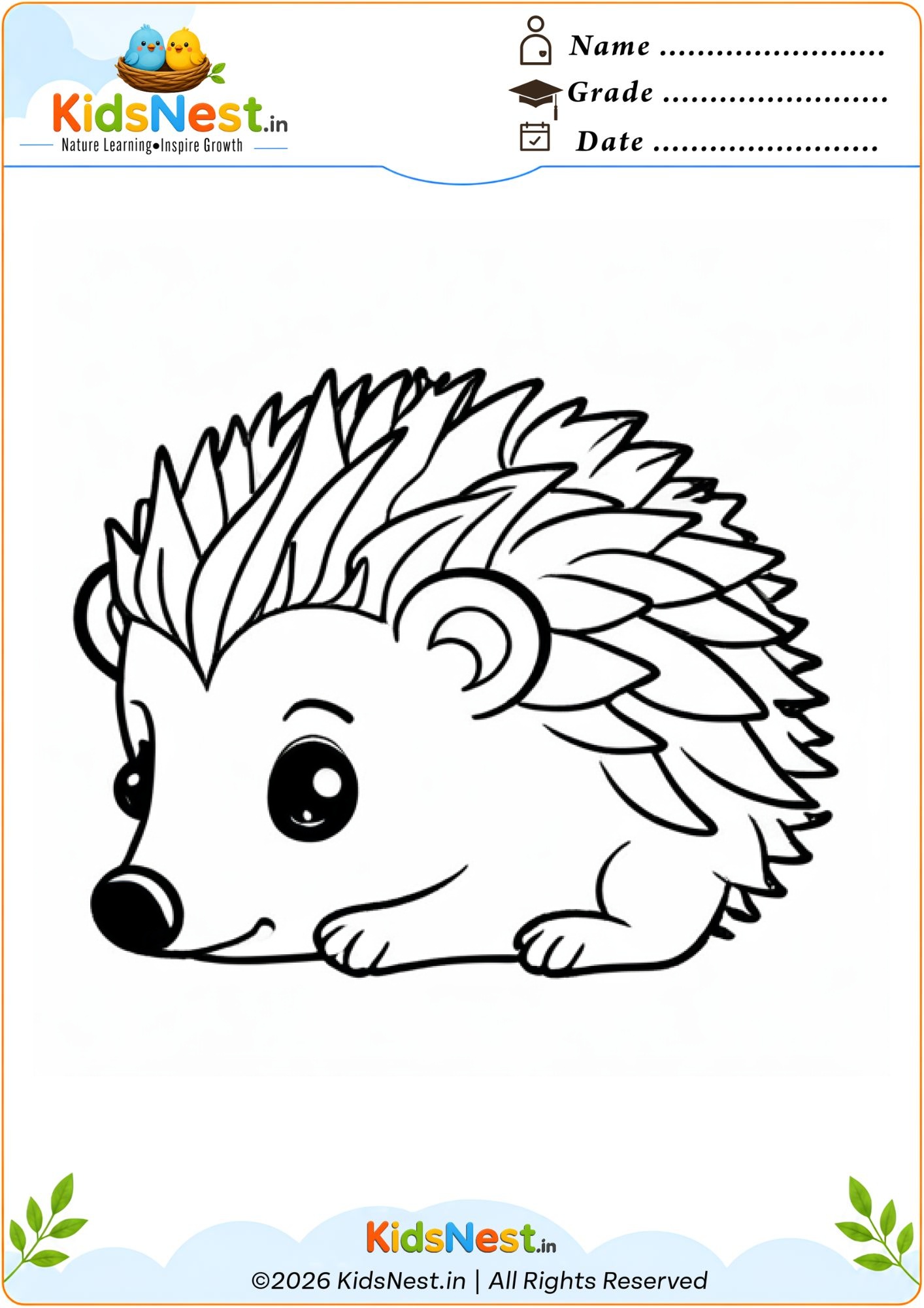 Free Hedgehog Coloring Worksheet for Kids | Printable PDF