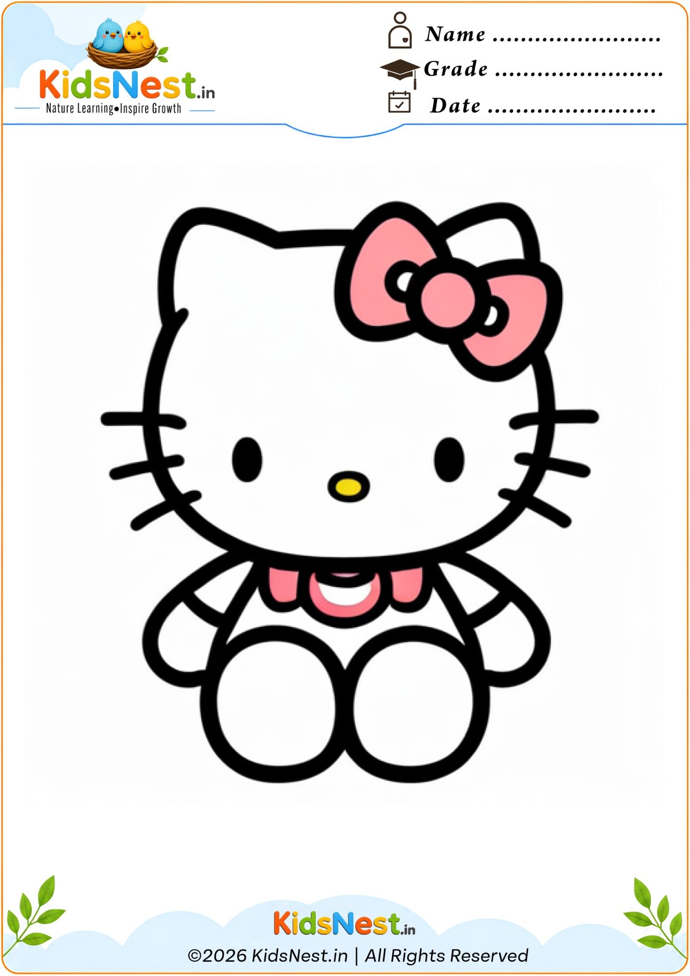 Free Hello Kitty Coloring Page for Kids | Printable PDF