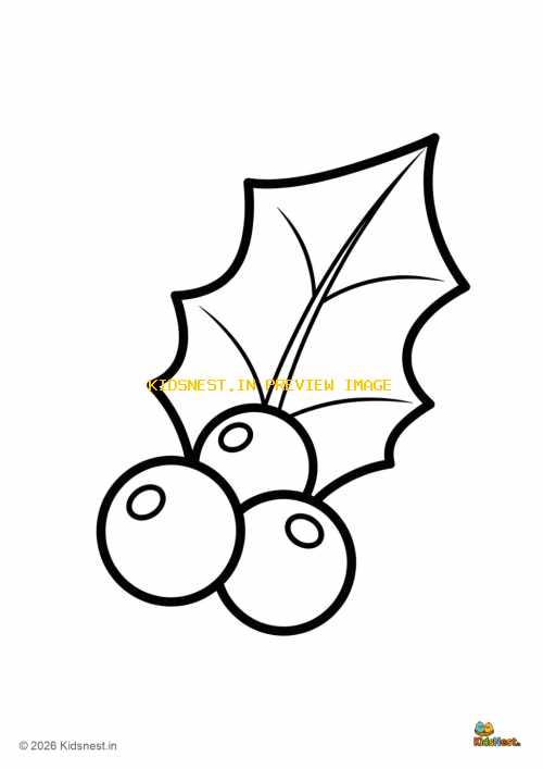 Holly Leaf Coloring Sheet for Kids | Free Printable PDF