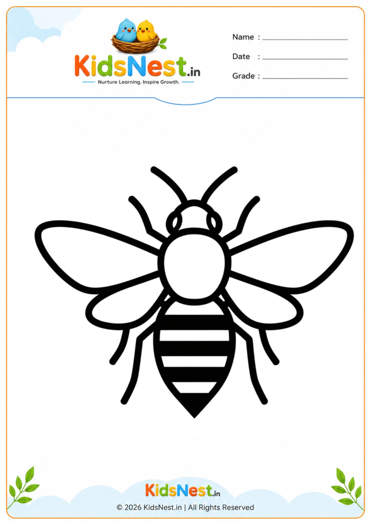 Honey Bee Coloring Worksheet | Free Printable for Kids