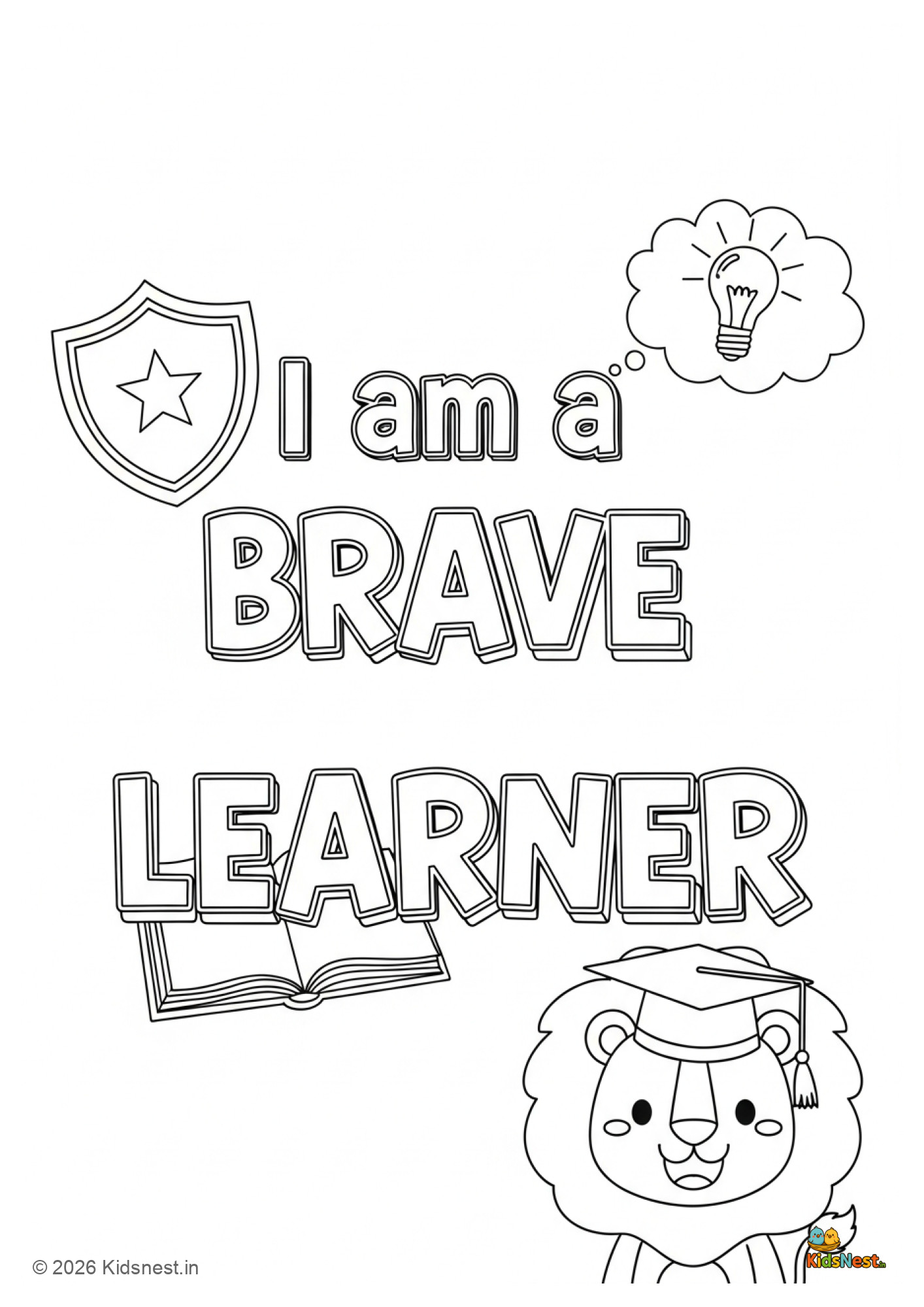 I Am a Brave Learner Printable Worksheet for Kids