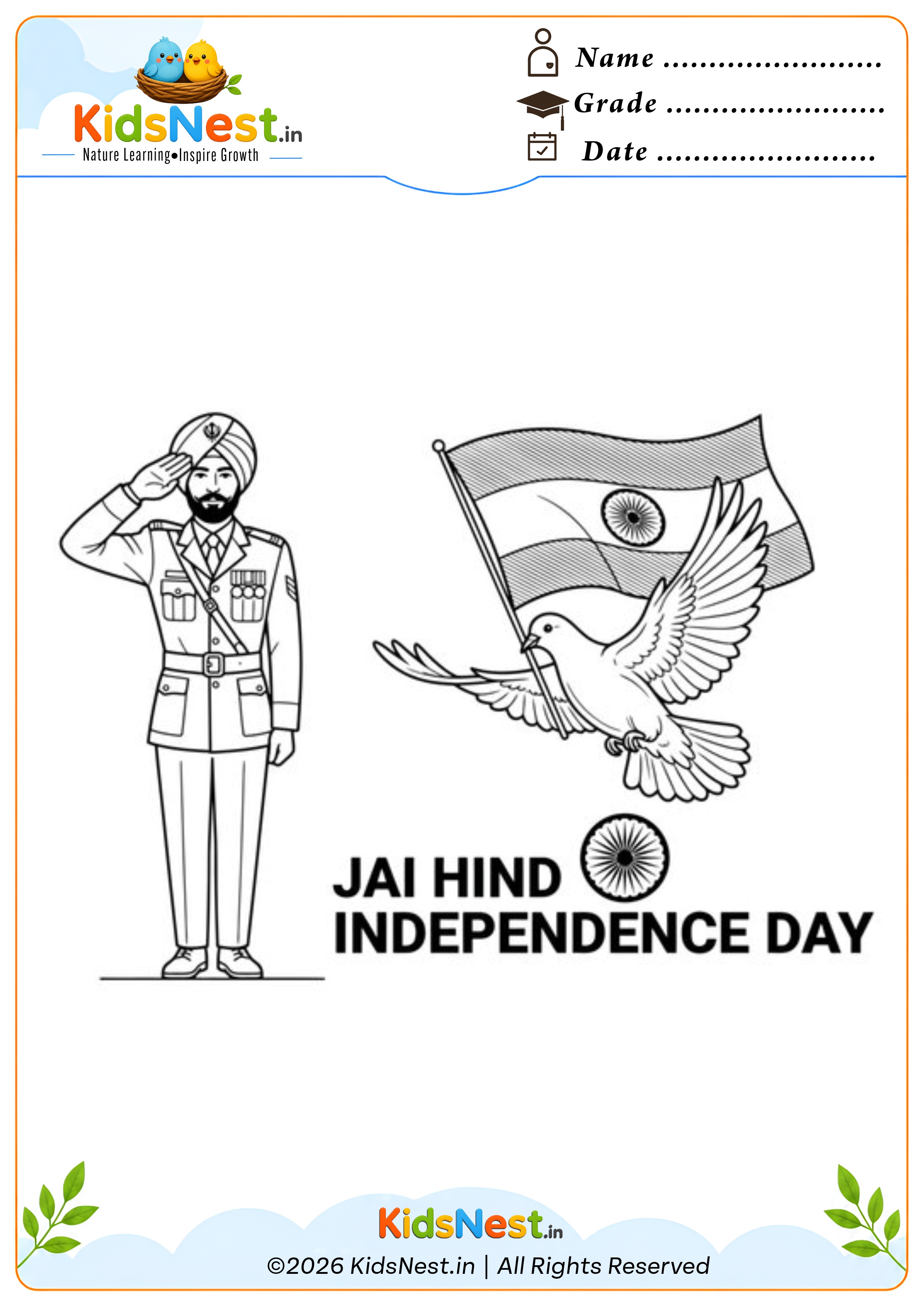 Printable Independence Day Coloring Page for Kids | Free PDF