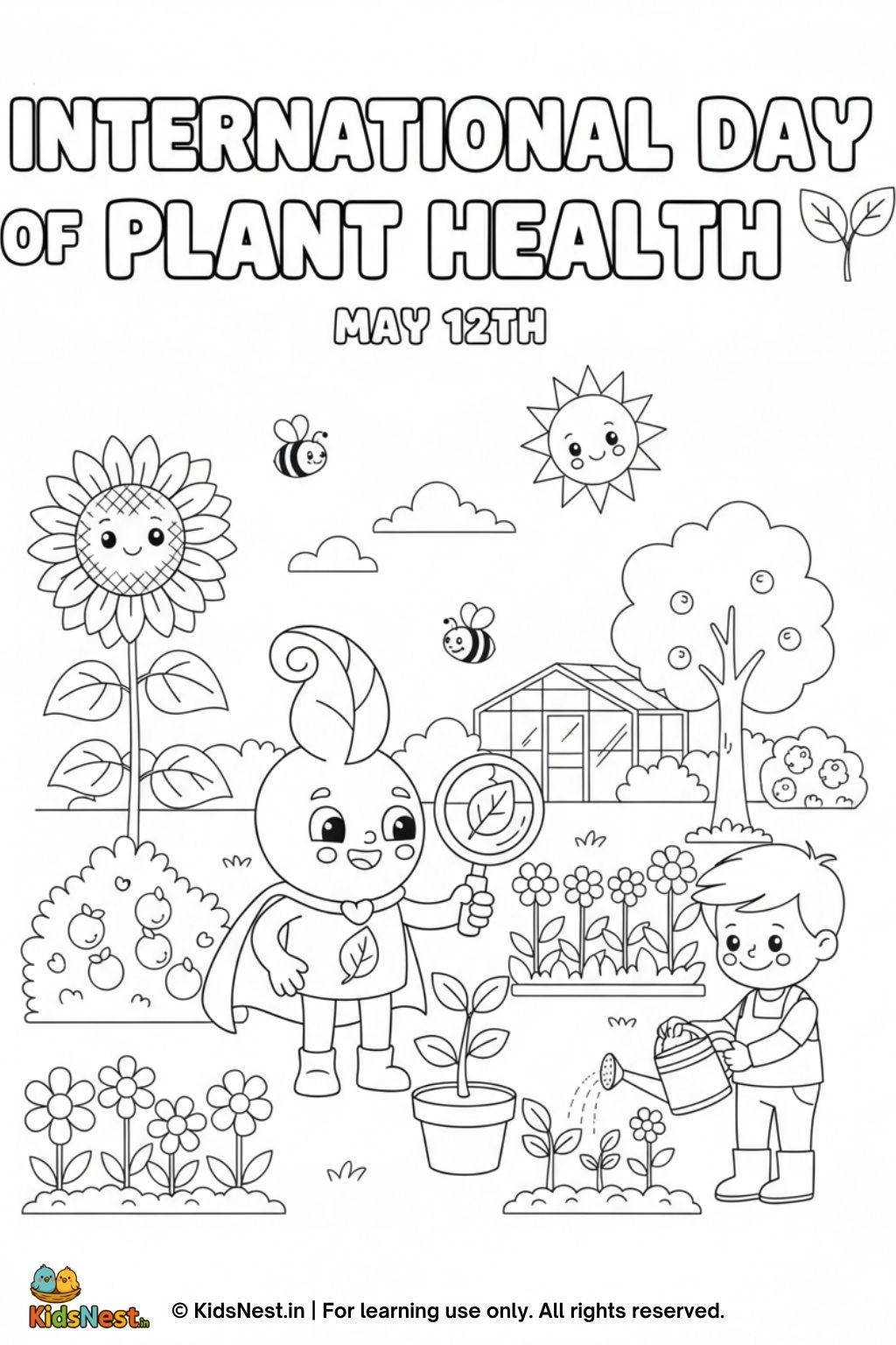 Plant Health Day Coloring Page | Free Printable for Kids