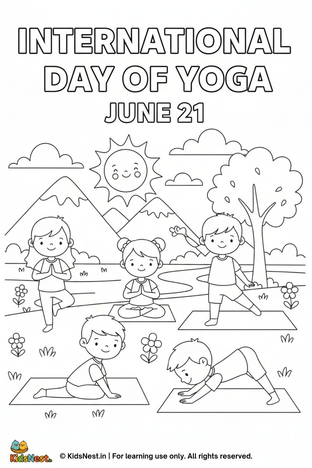 Yoga Coloring Page for Kids - International Day of Yoga