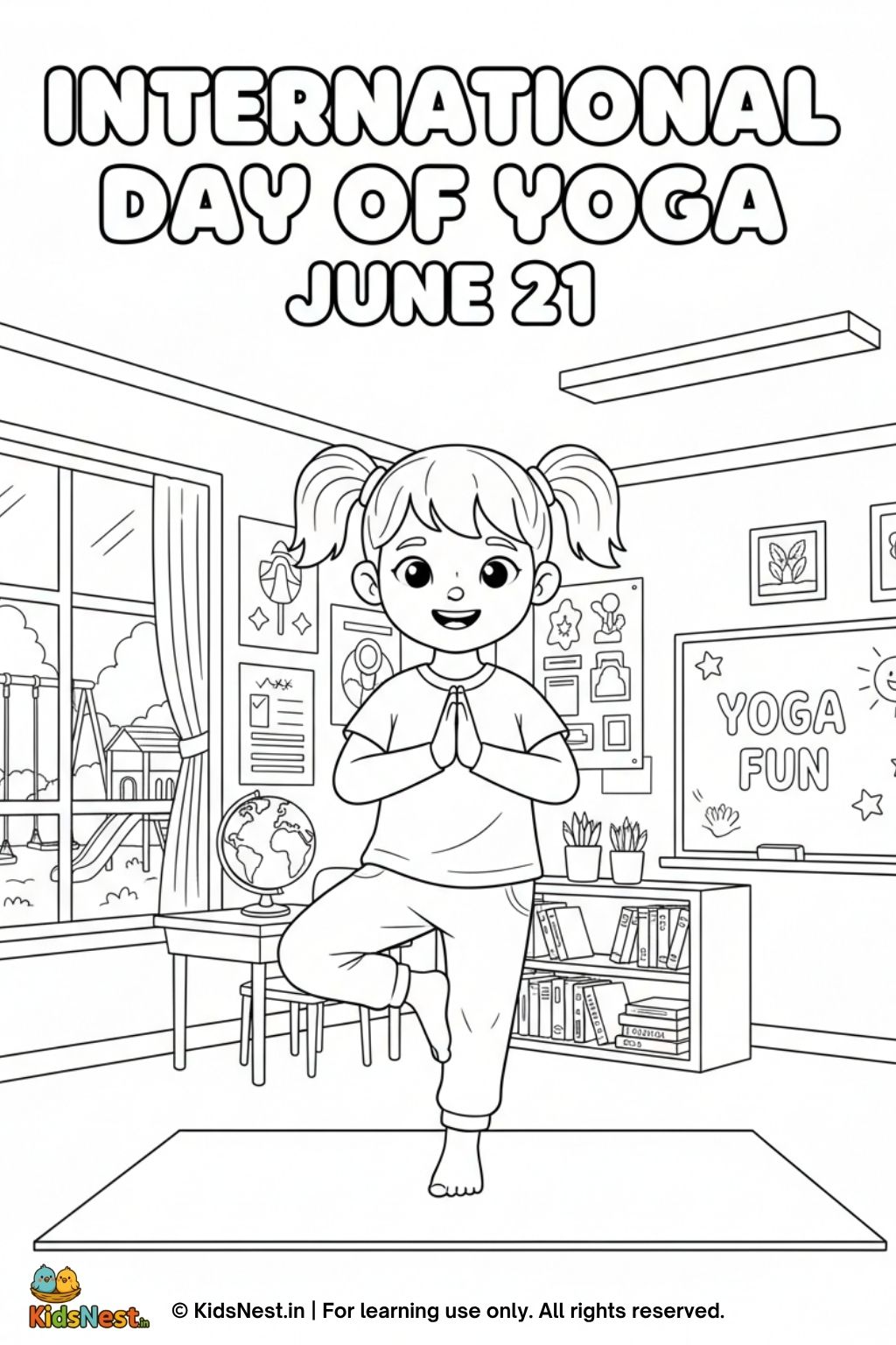 Free Printable International Yoga Day Coloring Page for Kids