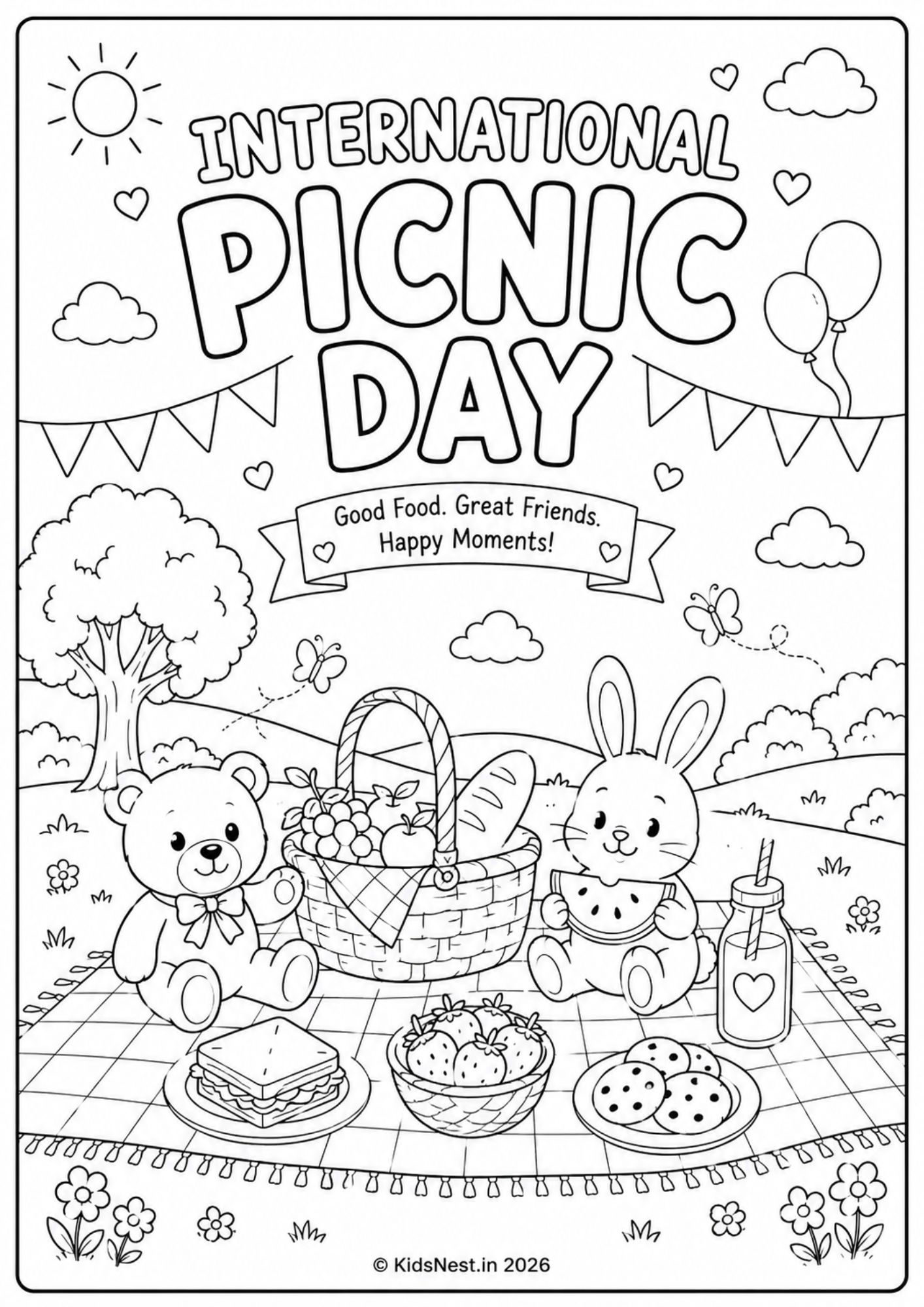 International Picnic Day Coloring Page | Printable for Kids