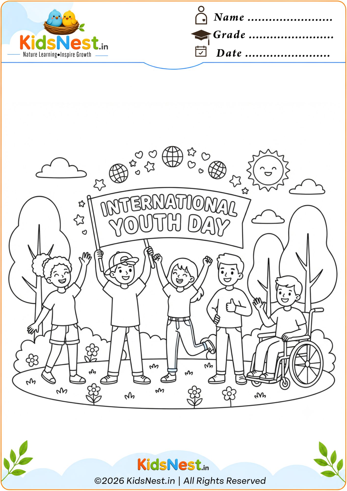 International Youth Day Coloring Page | Free Printable PDF
