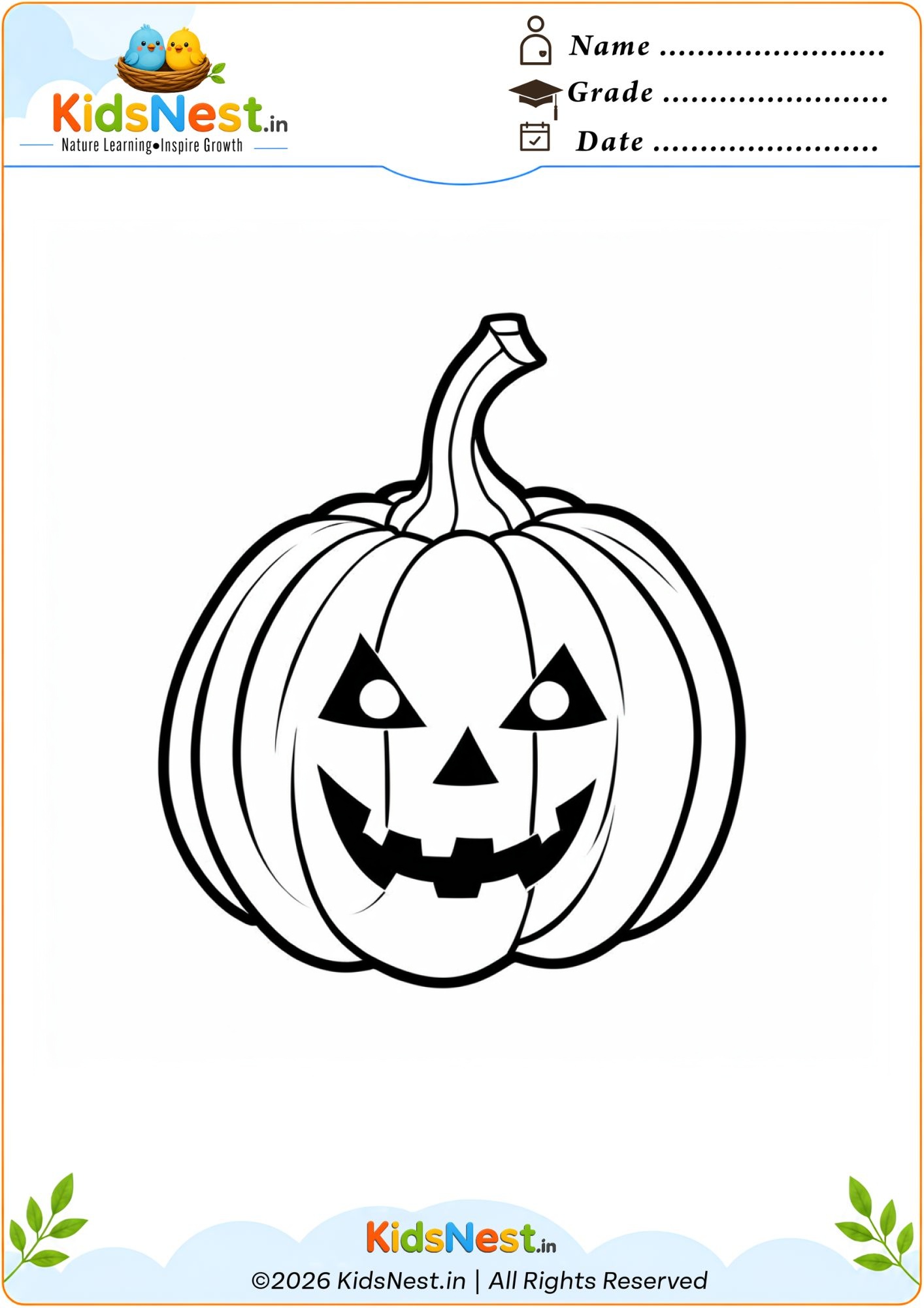 Free Printable Jack-O'-Lantern Coloring Page for Kids
